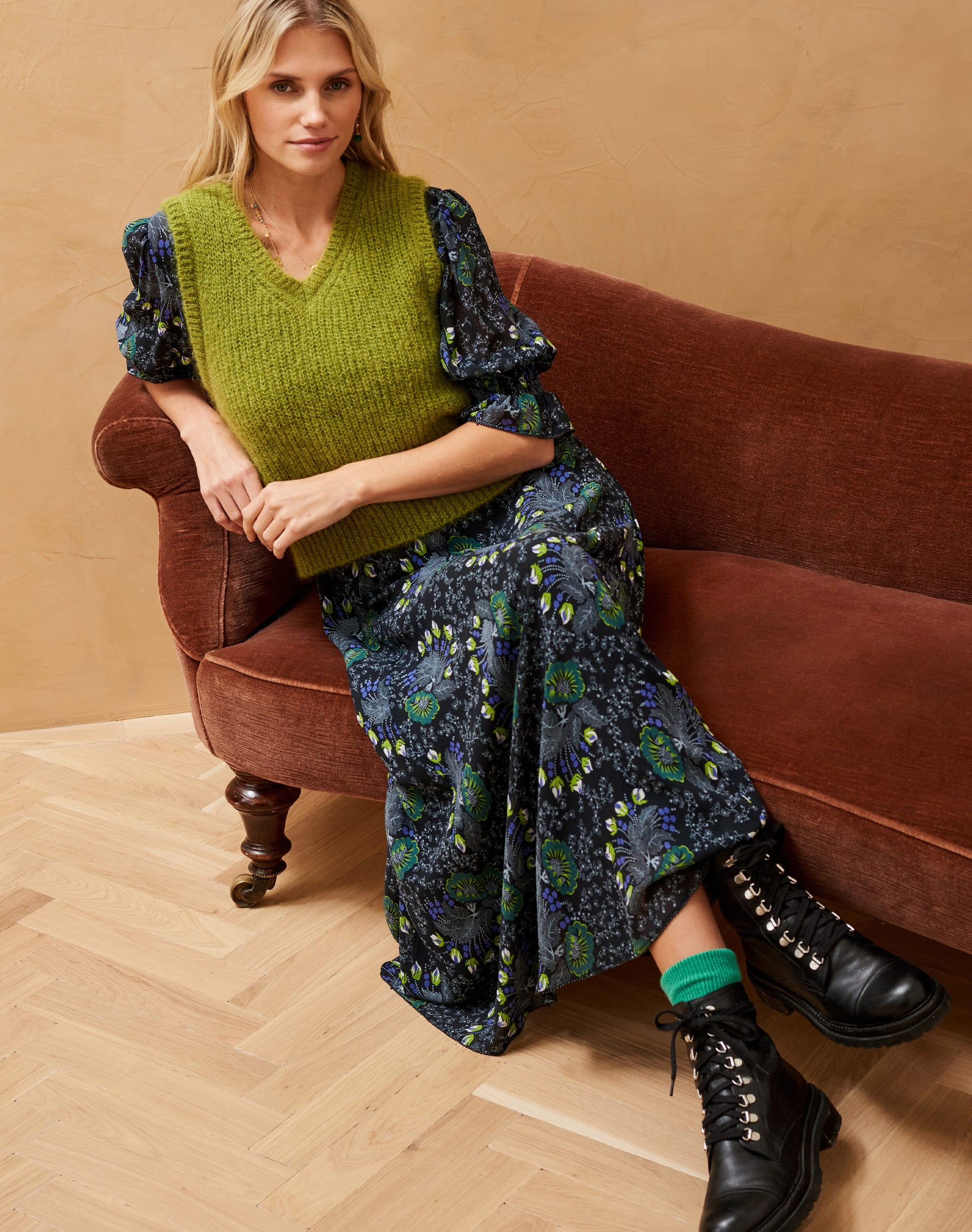 Silk Passion Flower Ruched Dress
