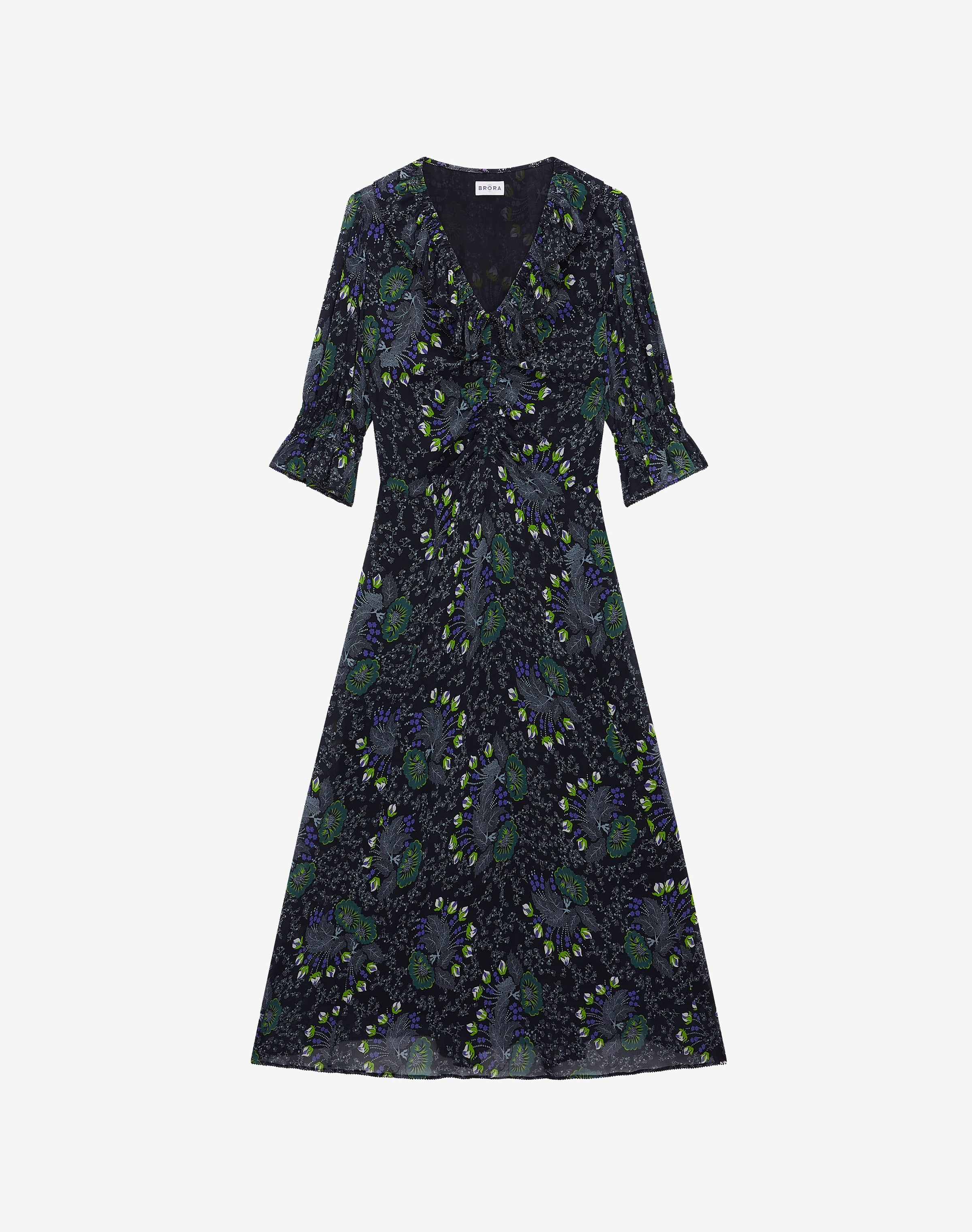 Silk Passion Flower Ruched Dress