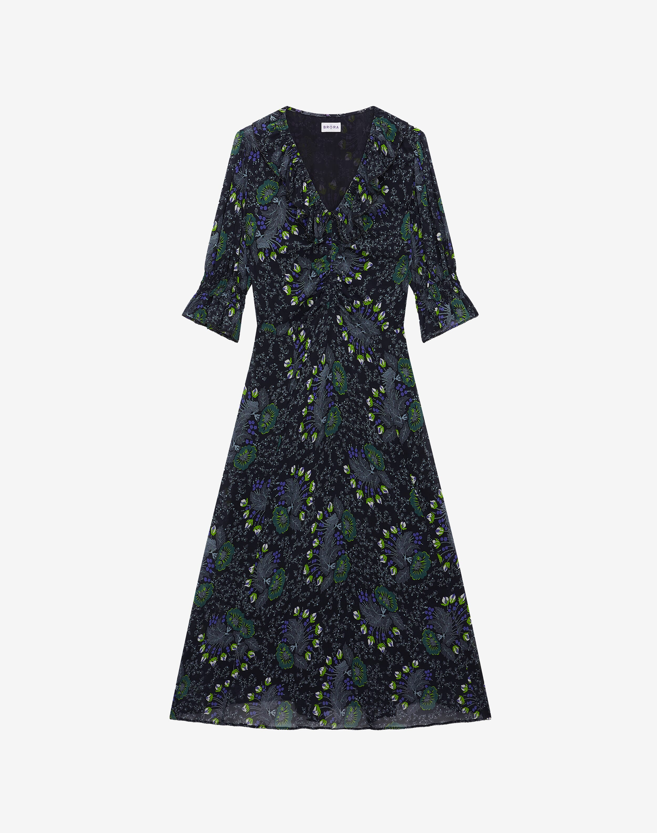 Silk Passion Flower Ruched Dress