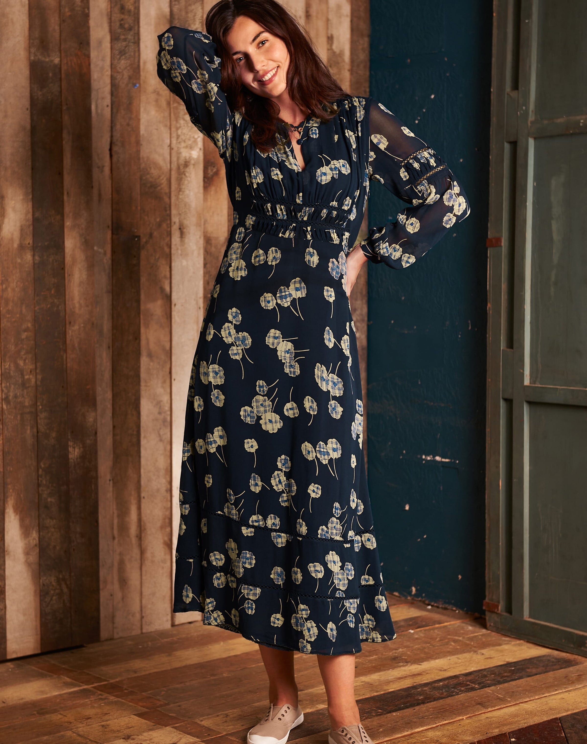 Silk Graphic Flower Dress