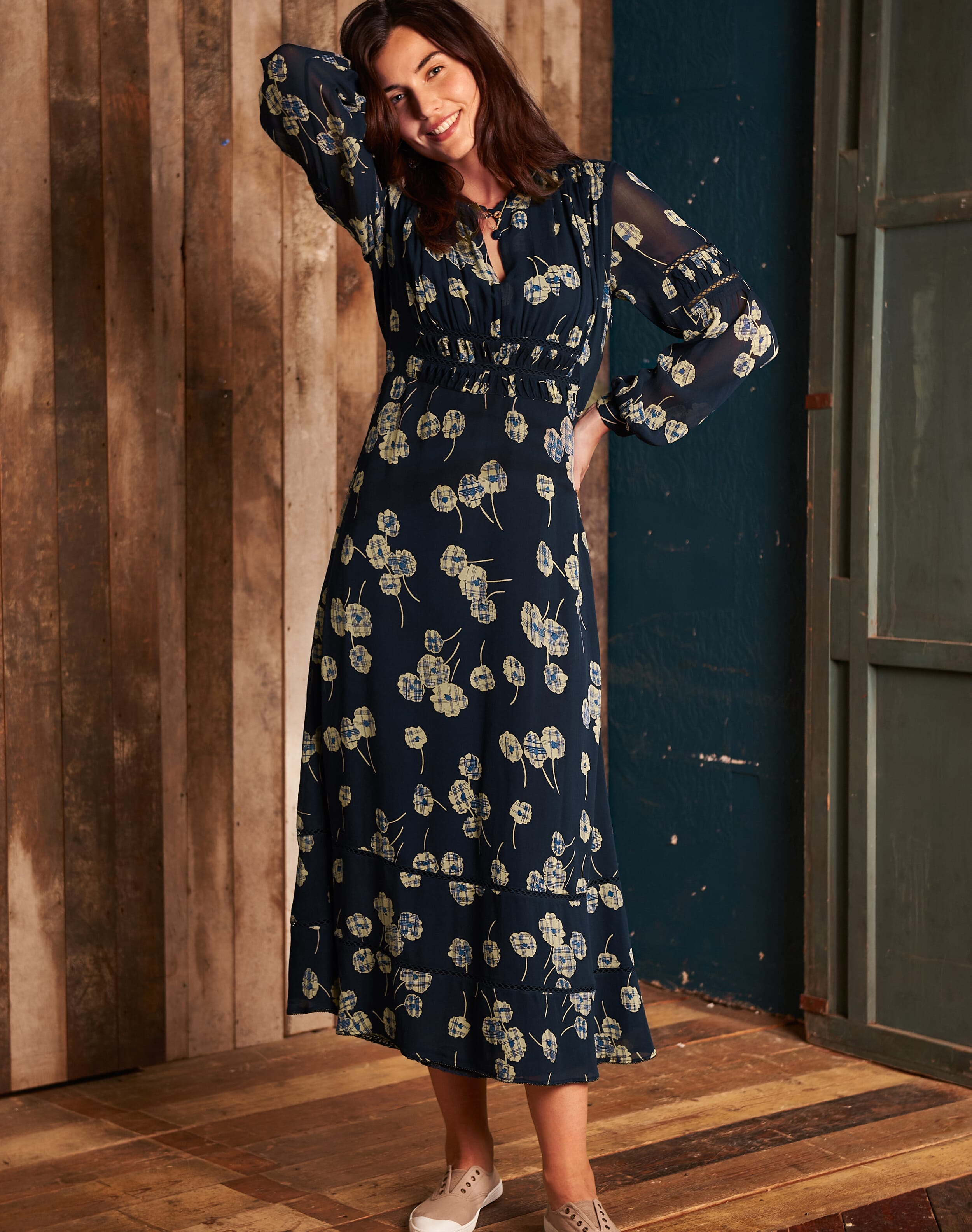 Silk Graphic Flower Dress