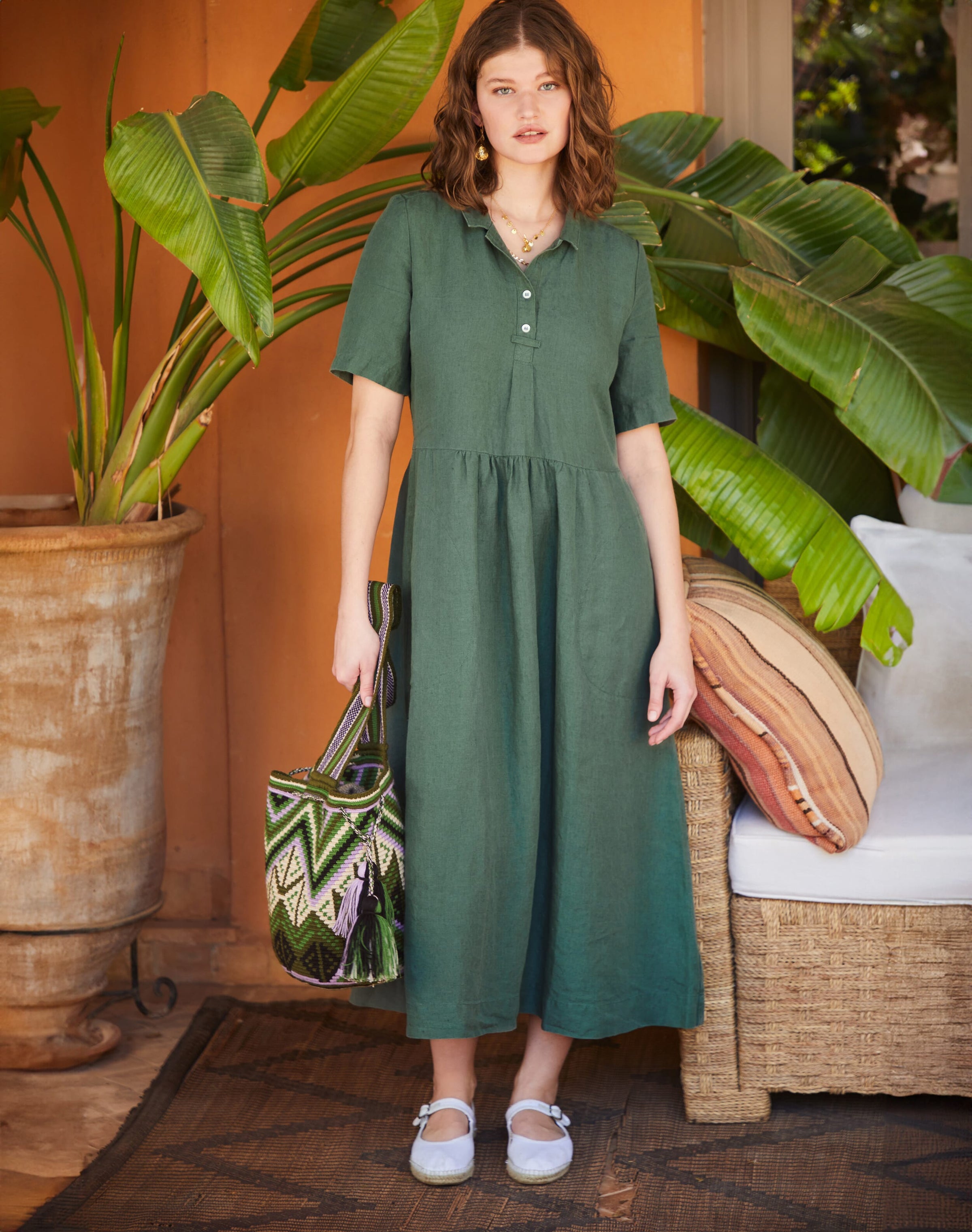 Linen Utility Shirt Dress