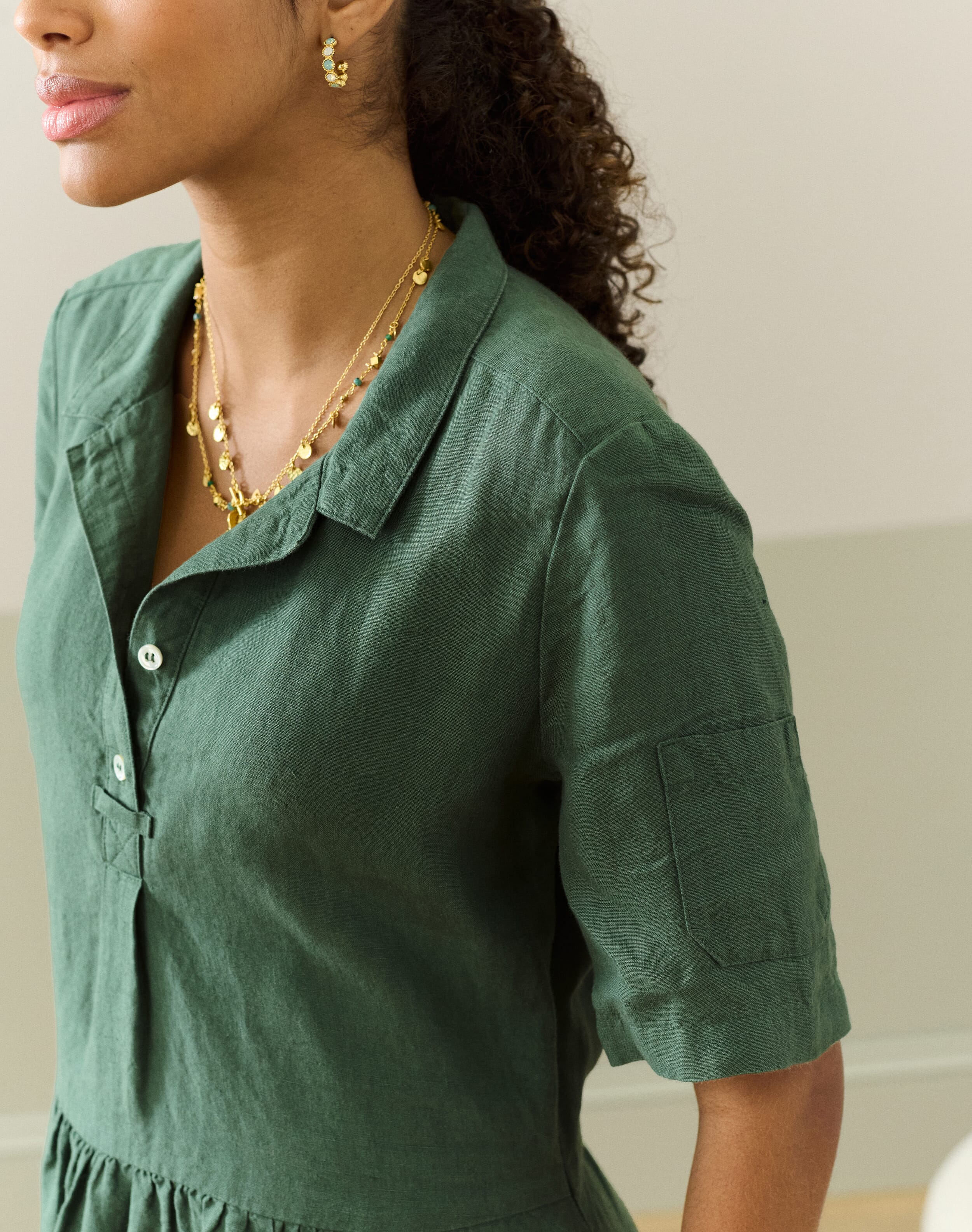 Linen Utility Shirt Dress