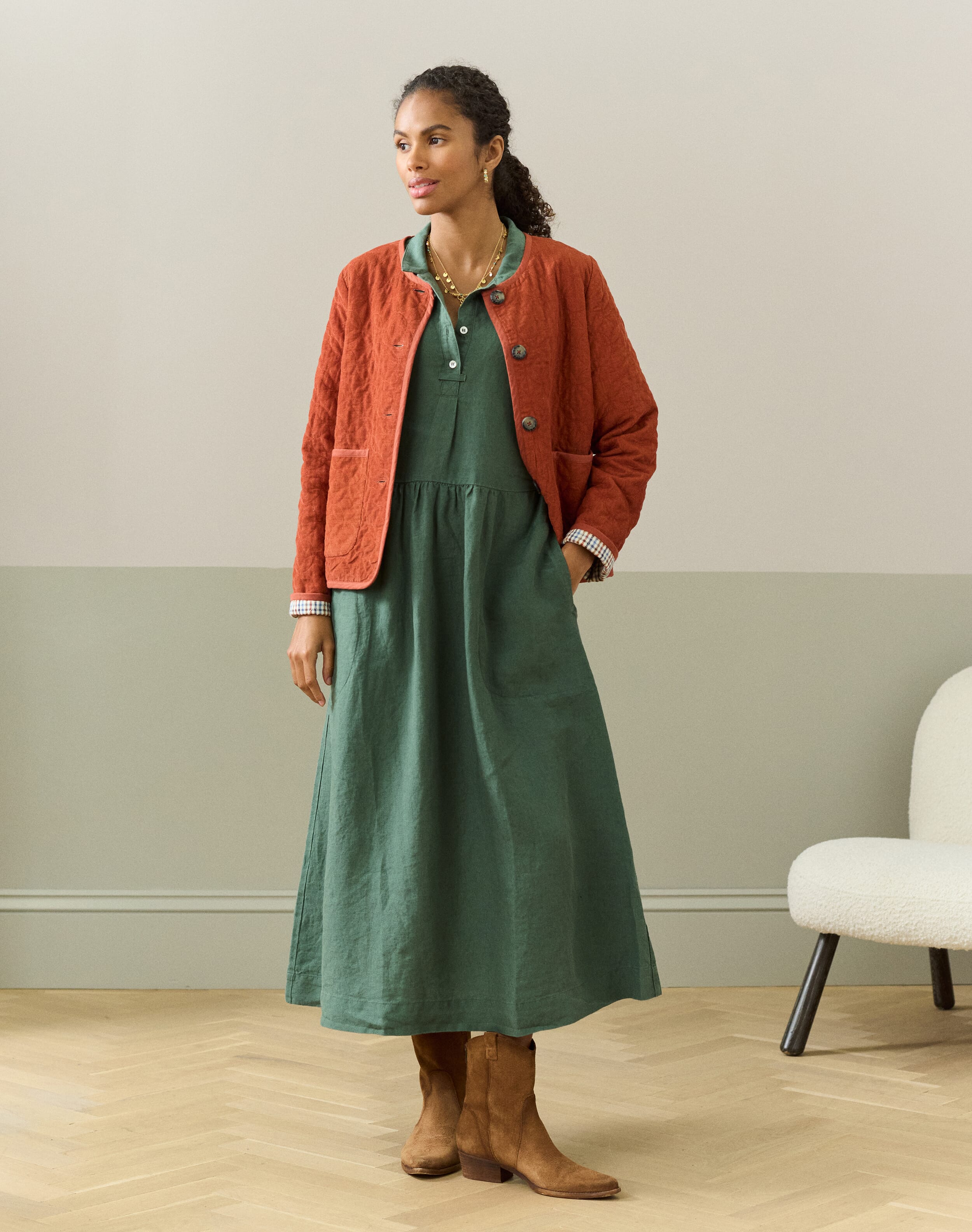 Linen Utility Shirt Dress