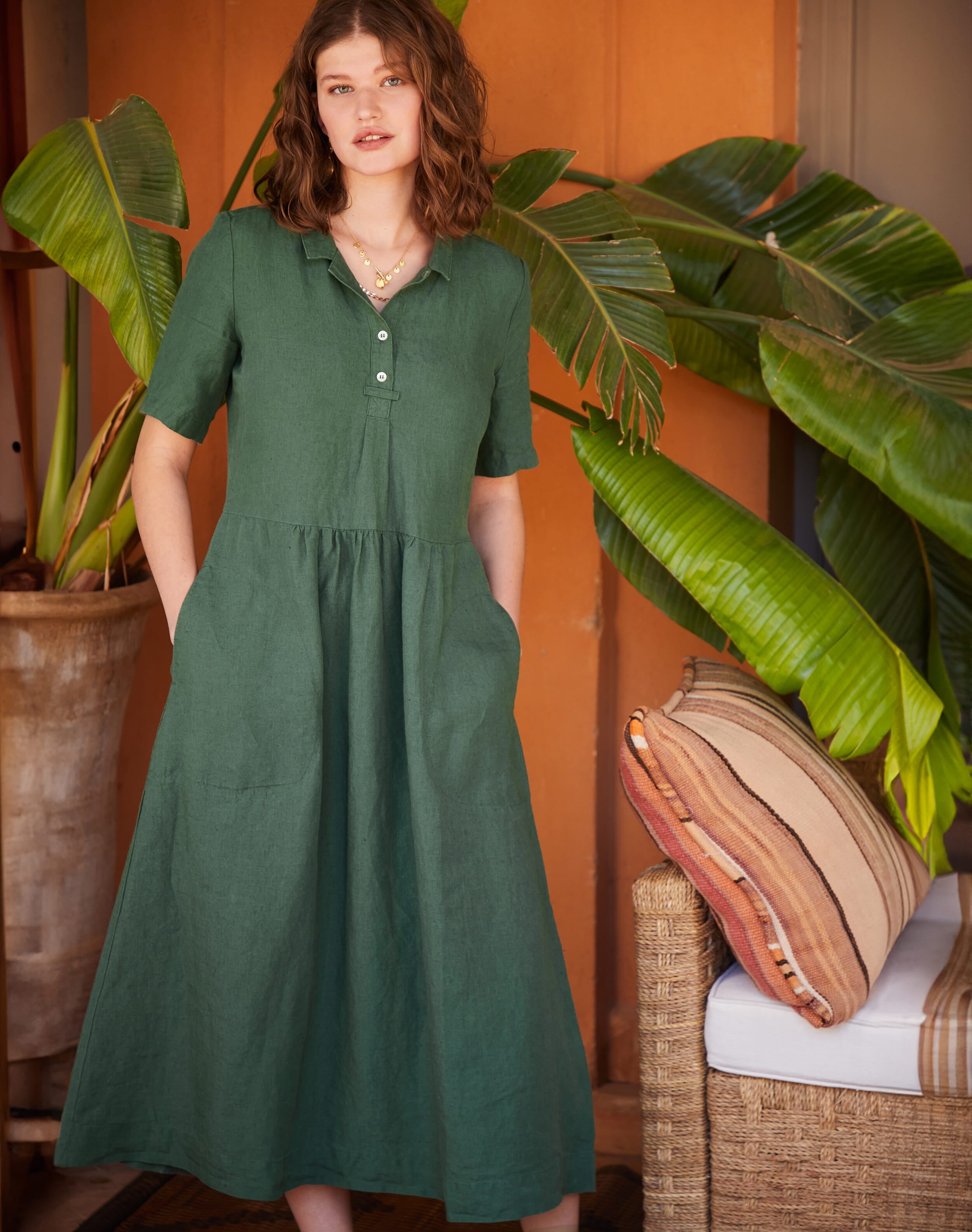 Linen Utility Shirt Dress