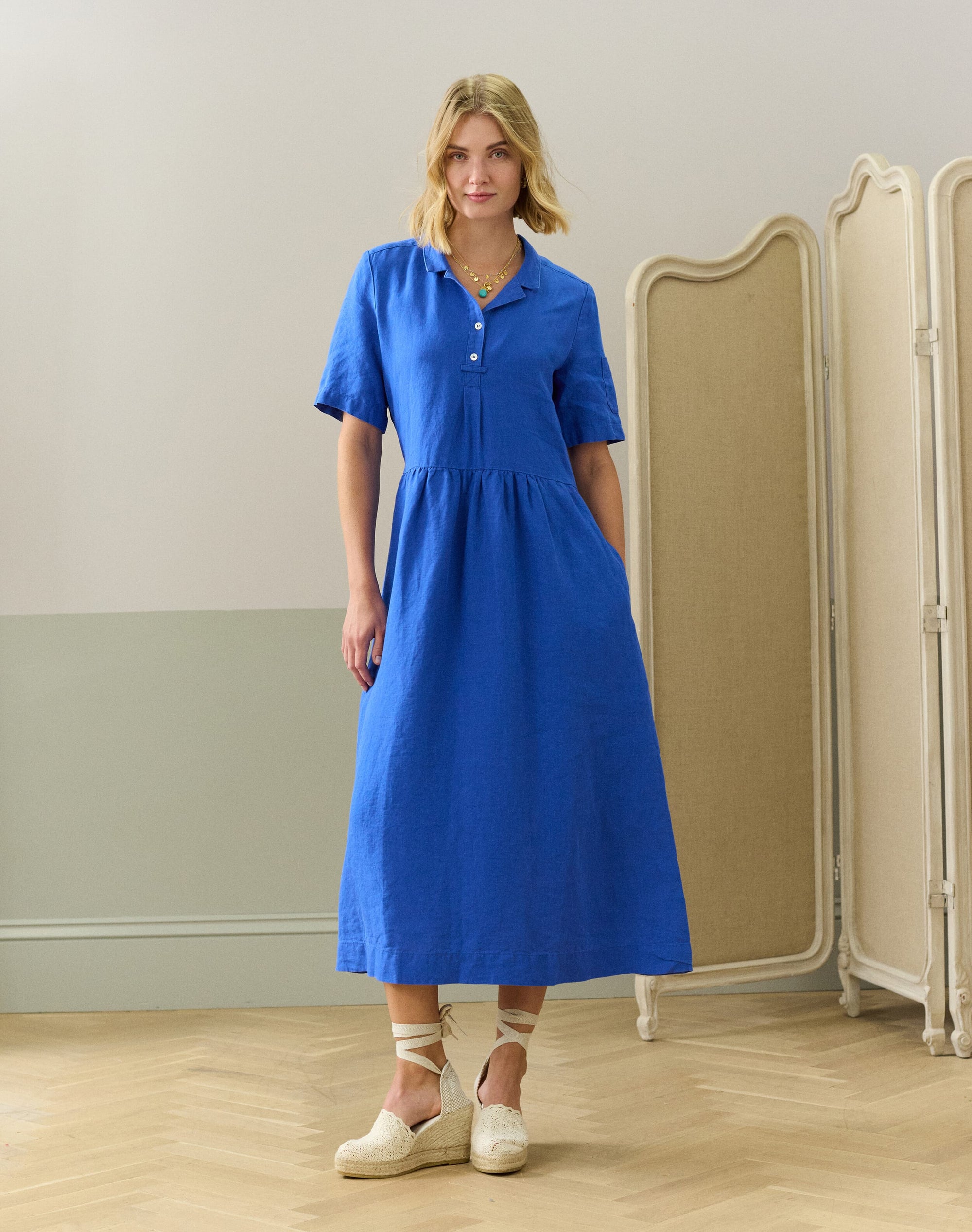 Linen Utility Shirt Dress