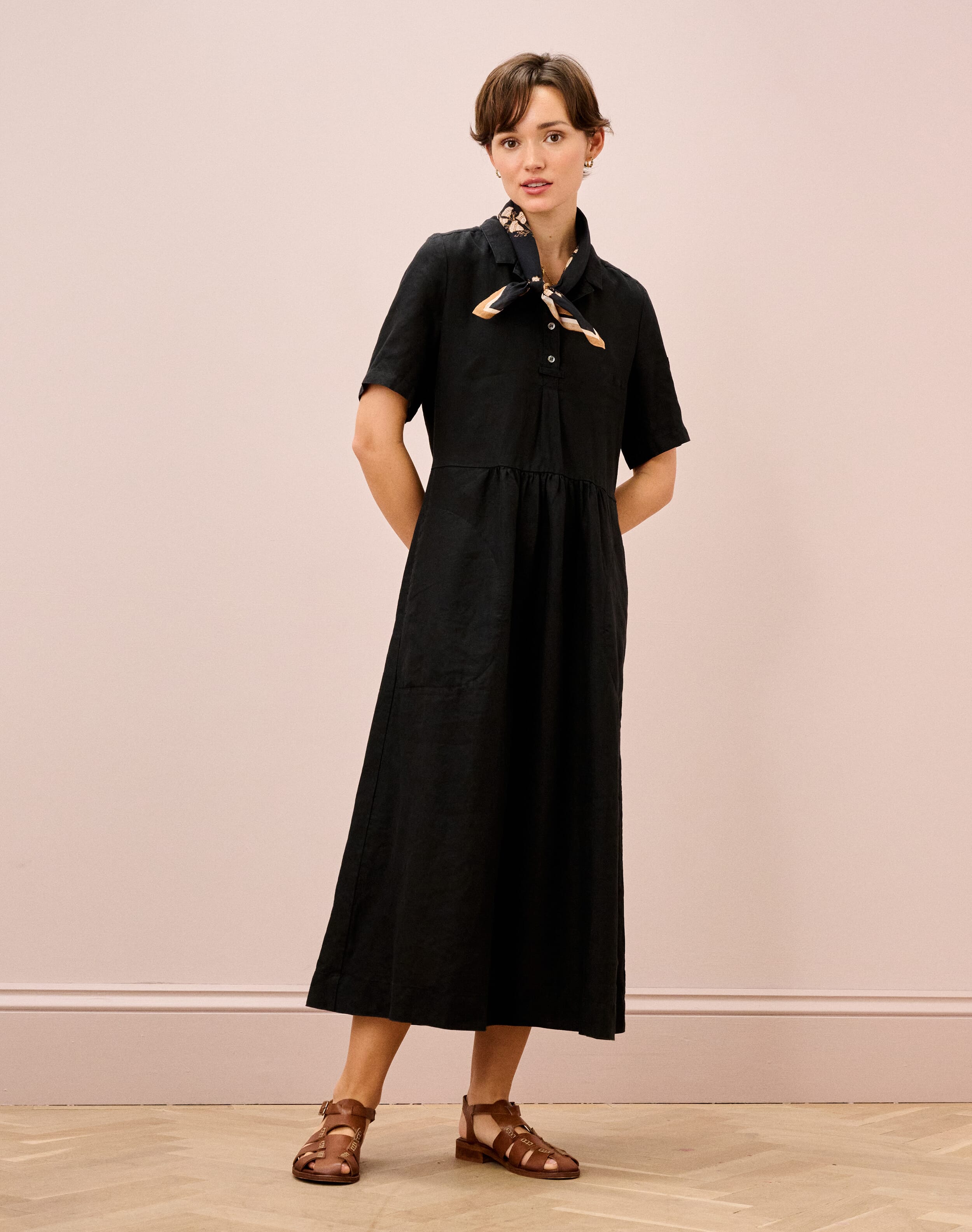 Linen Utility Shirt Dress