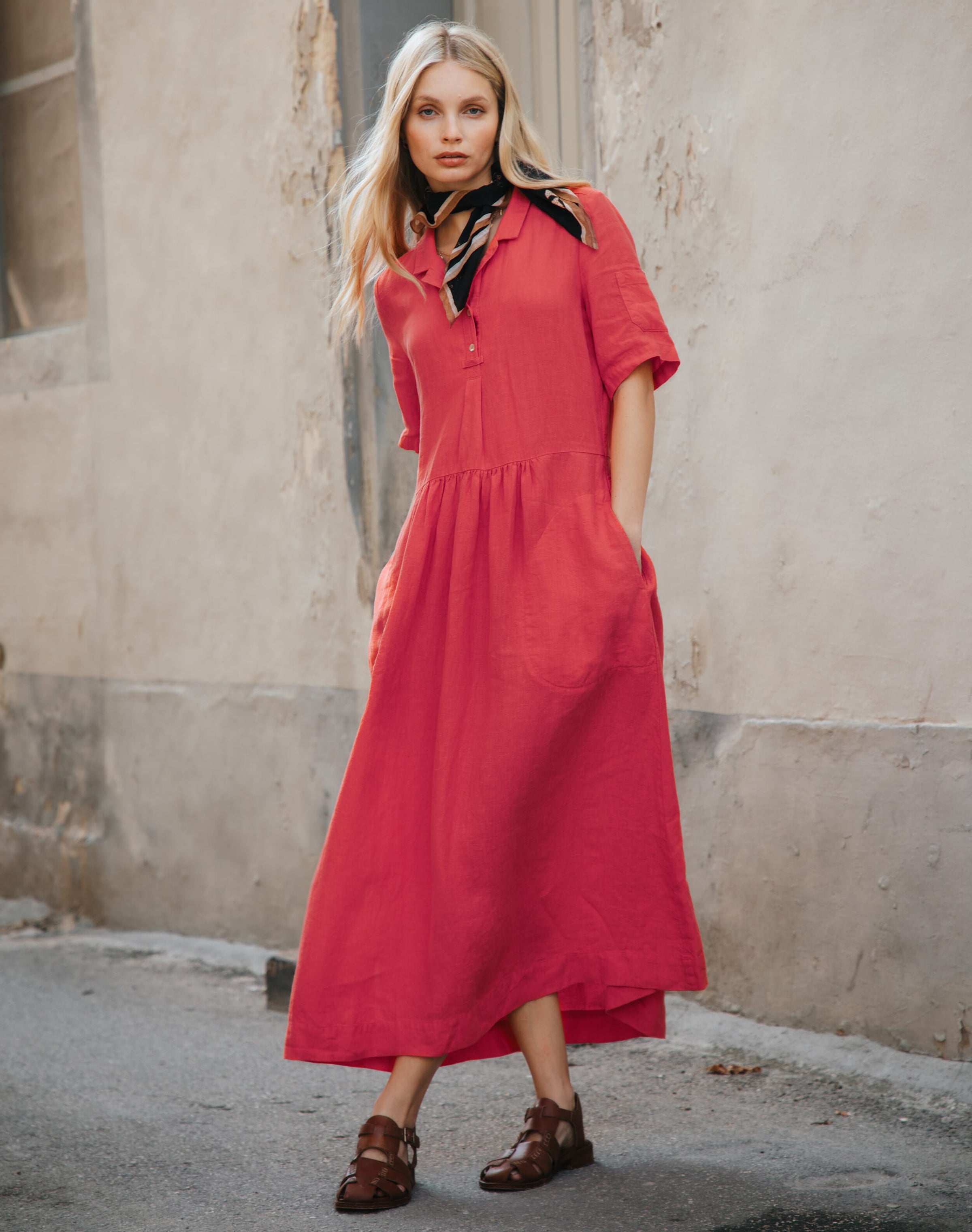 Linen Utility Shirt Dress