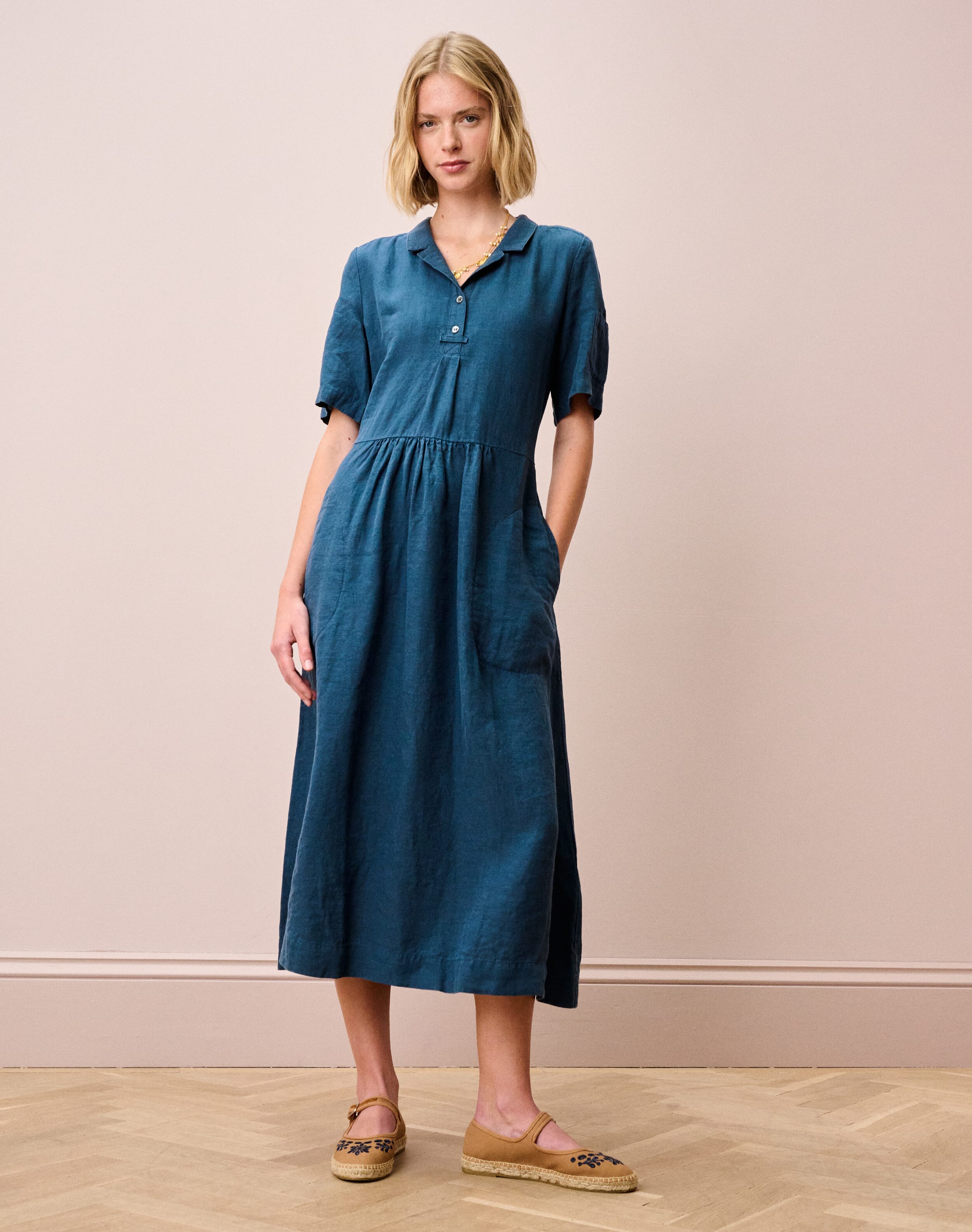 Linen Utility Shirt Dress