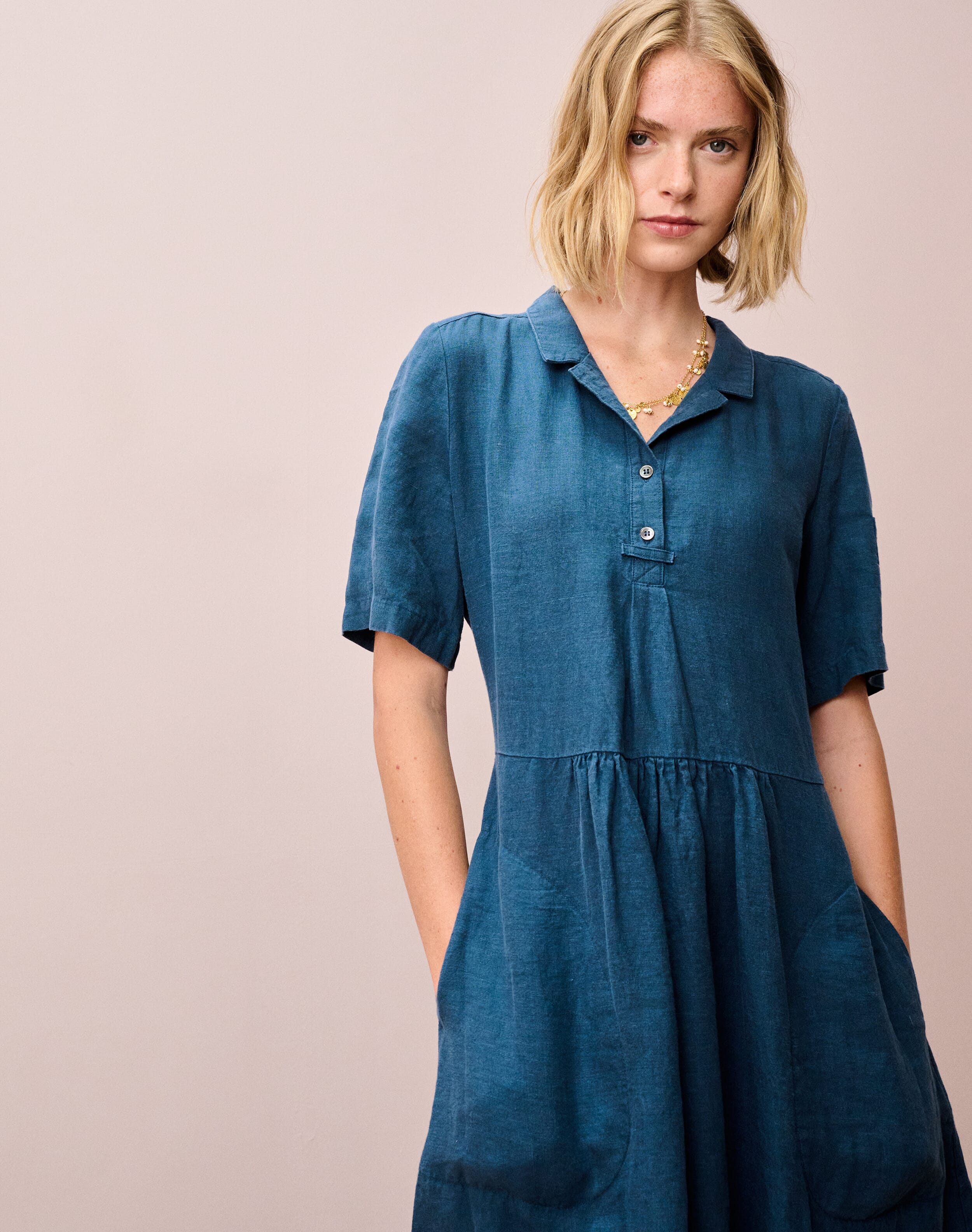 Linen Utility Shirt Dress