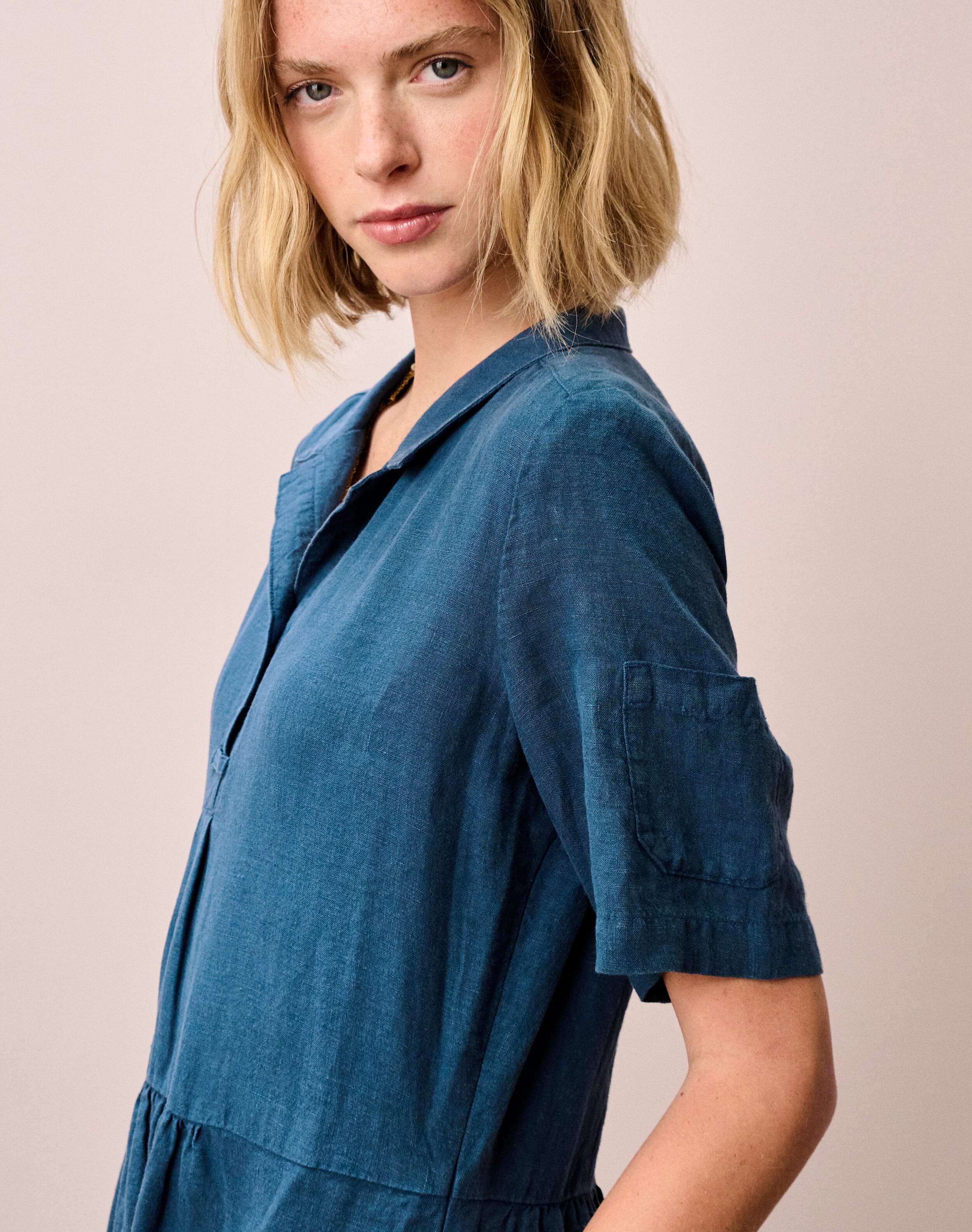 Linen Utility Shirt Dress