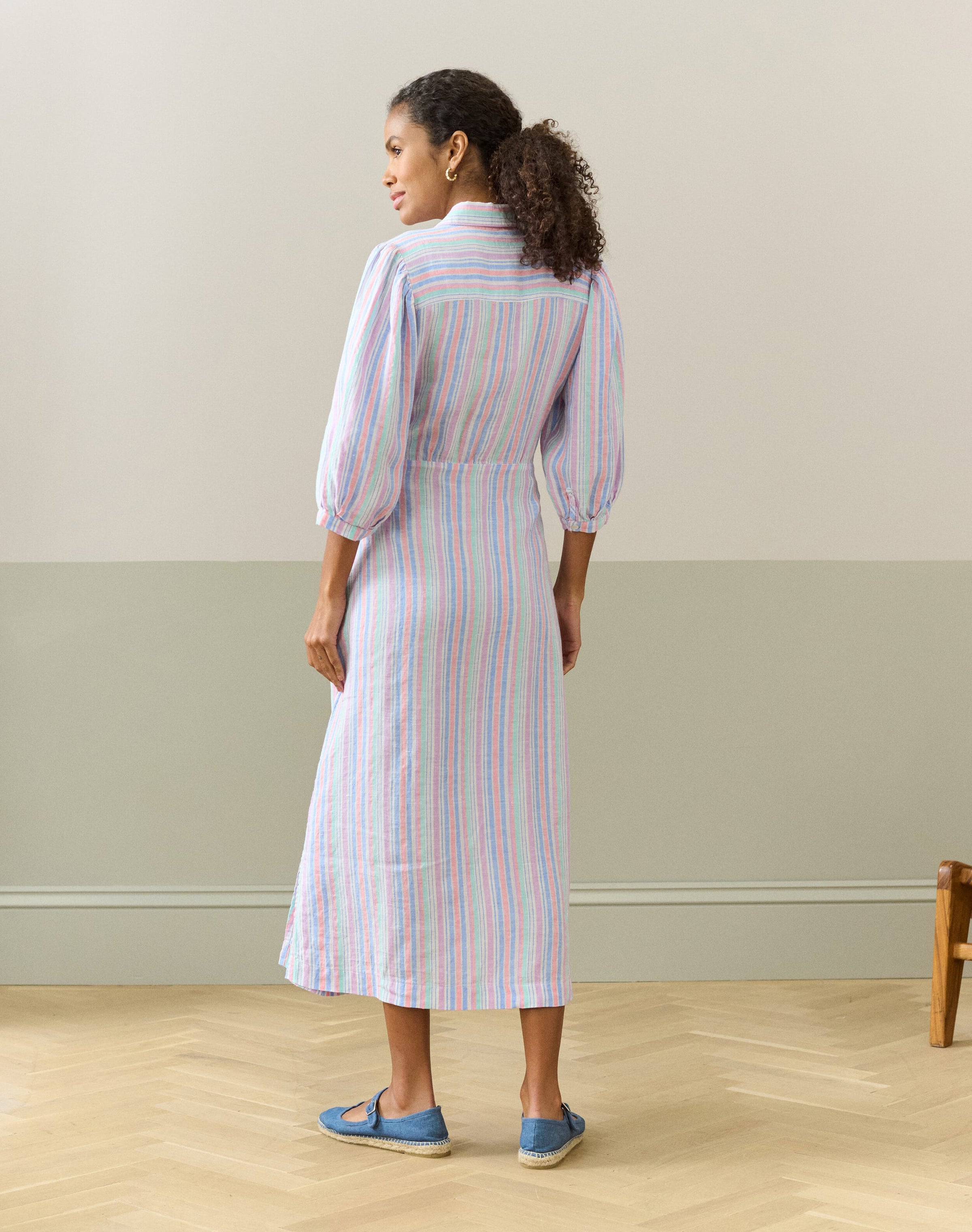 Linen Stripe Shirt Dress