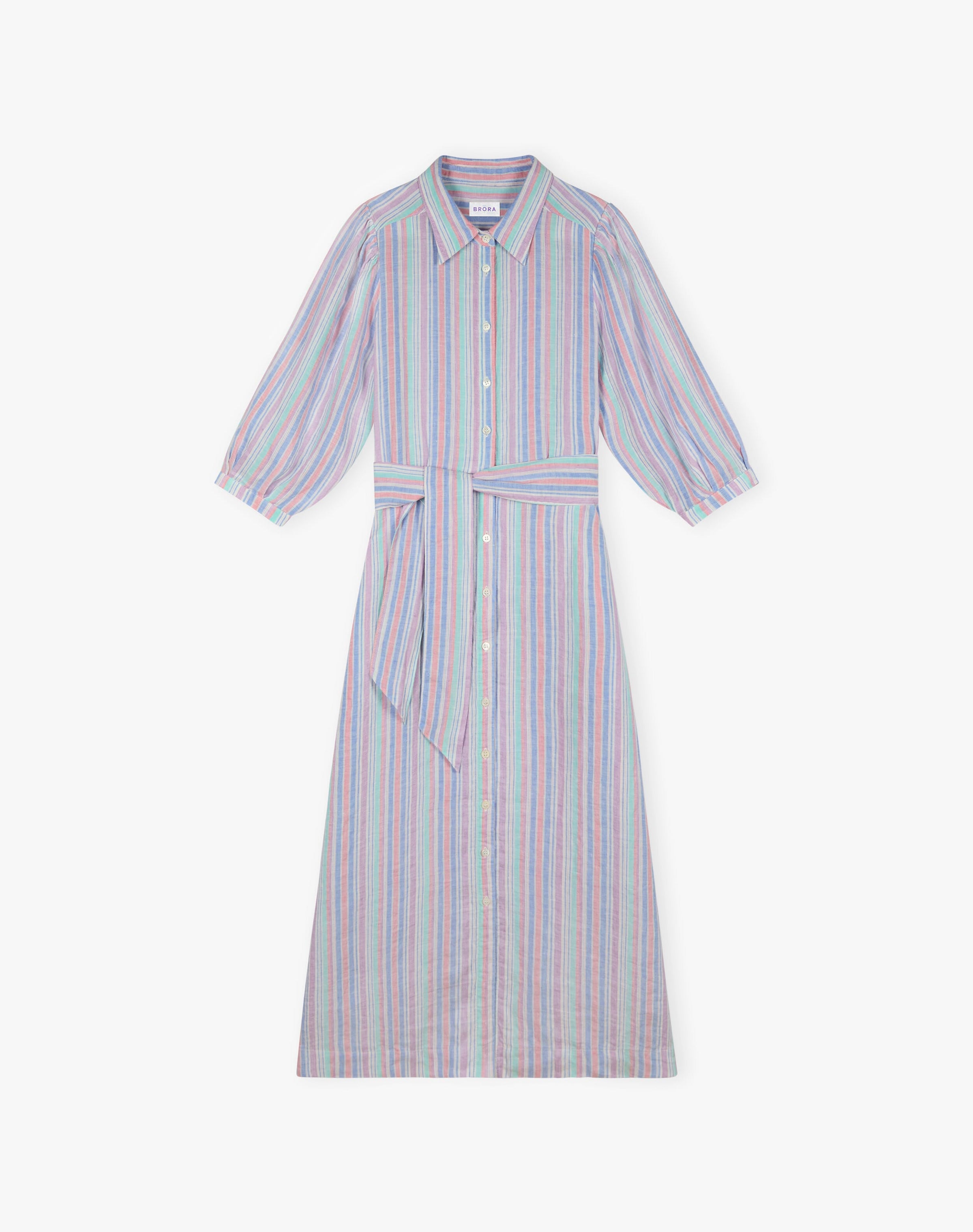 Linen Stripe Shirt Dress