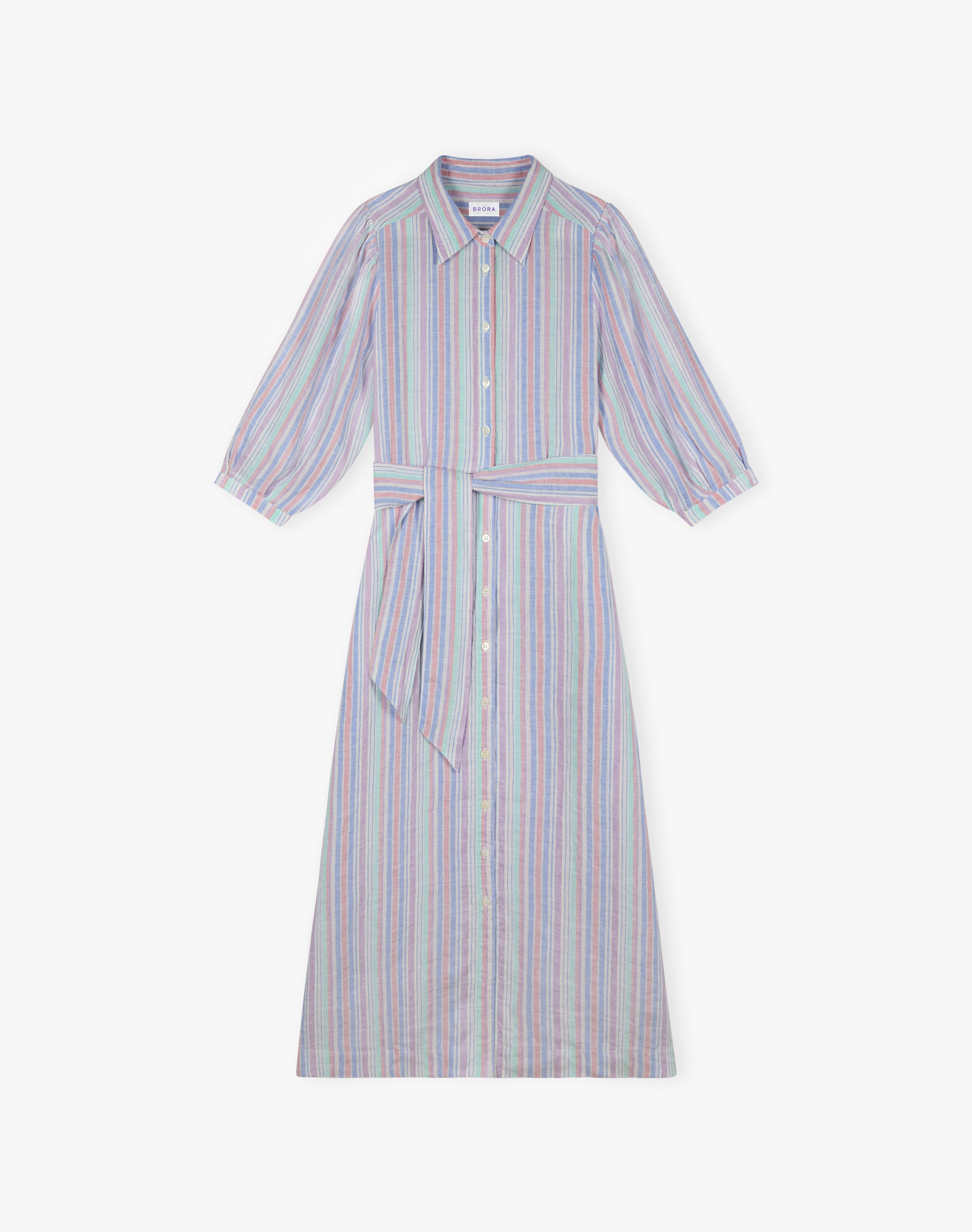 Linen Stripe Shirt Dress