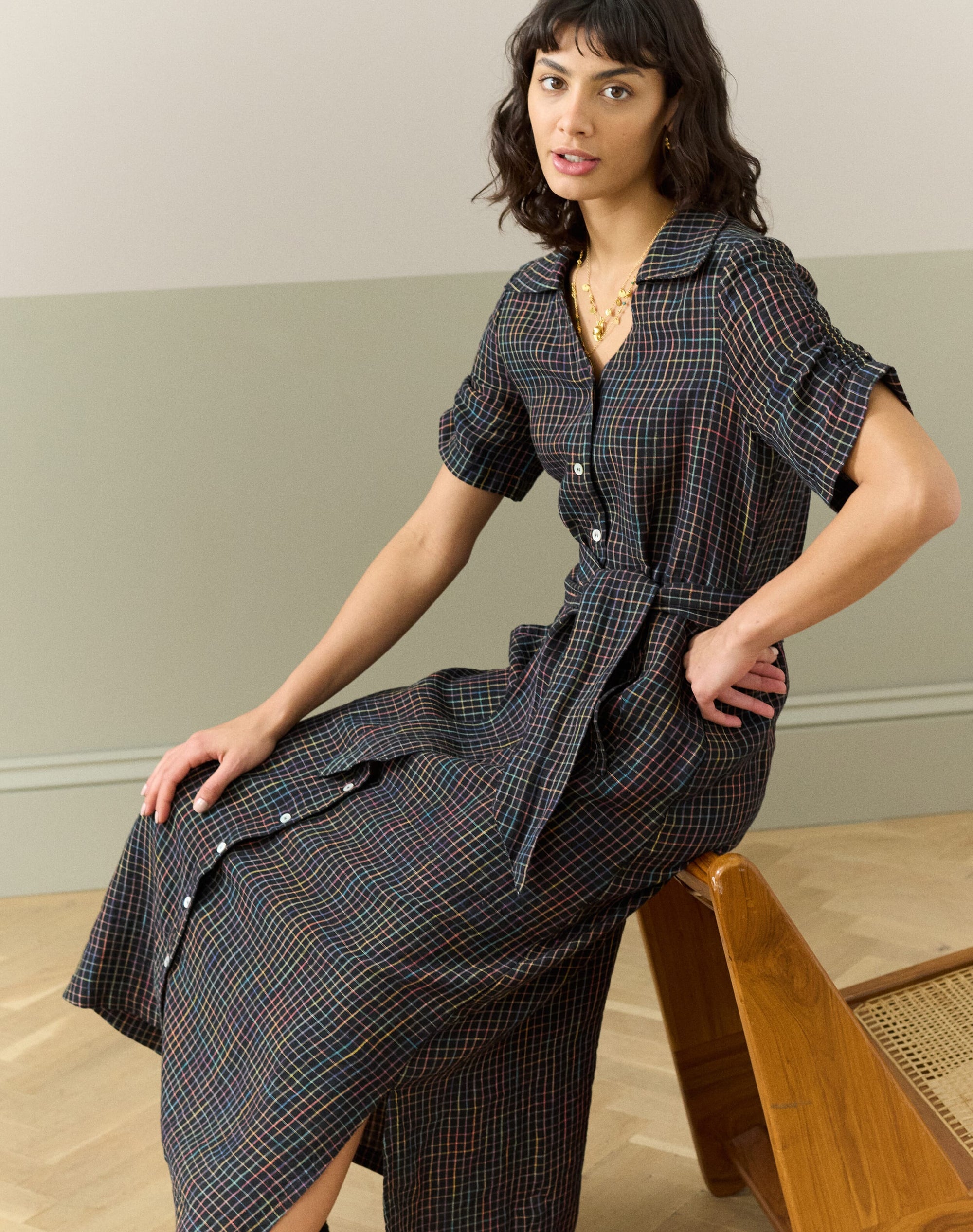 Linen Check Dress