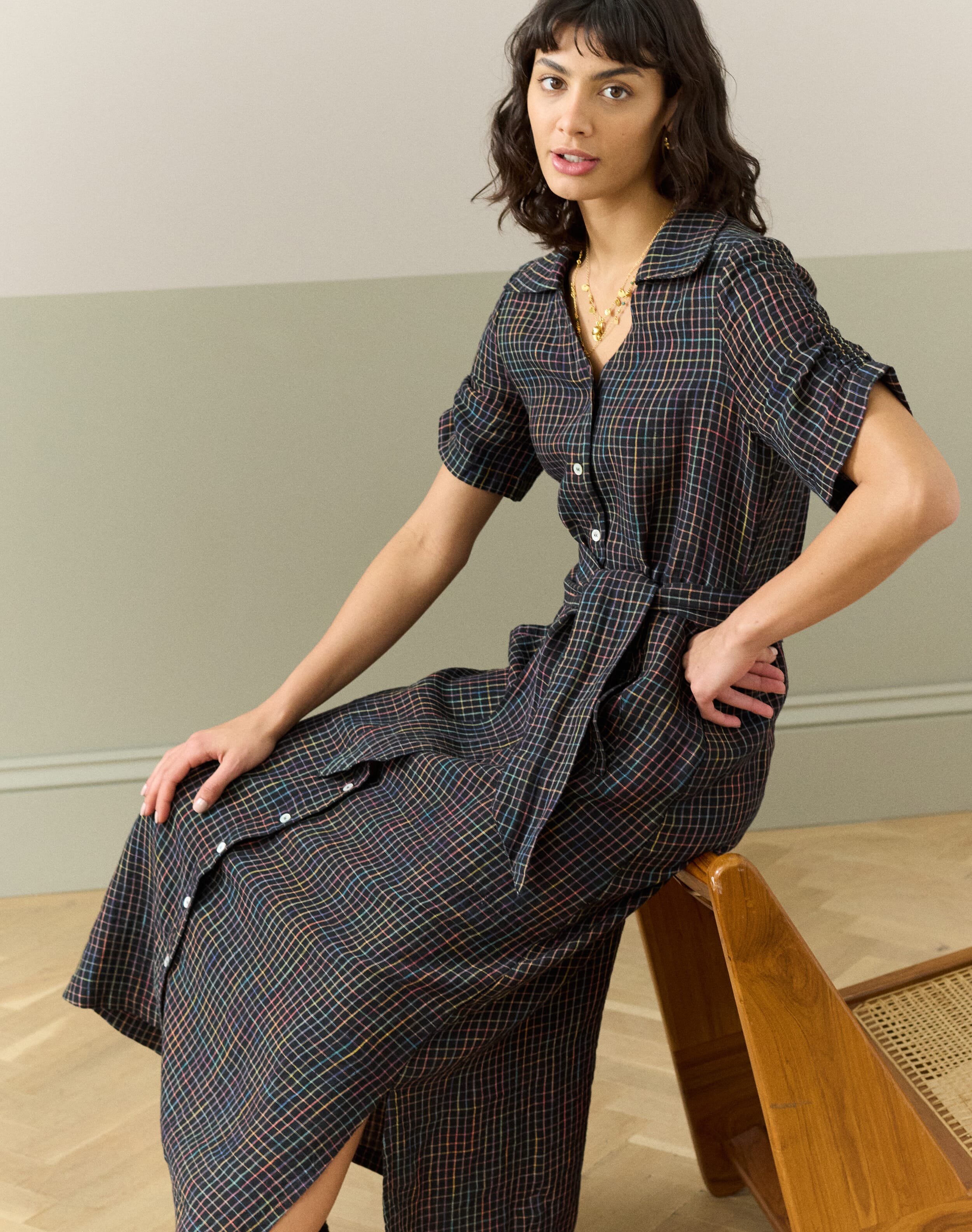 Linen Check Dress