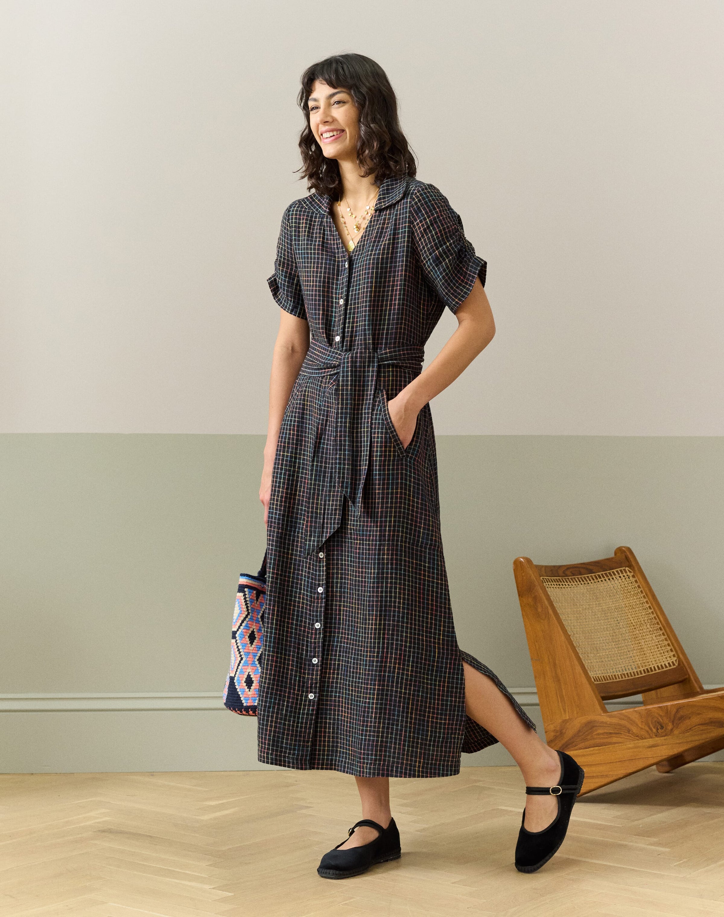 Linen Check Dress