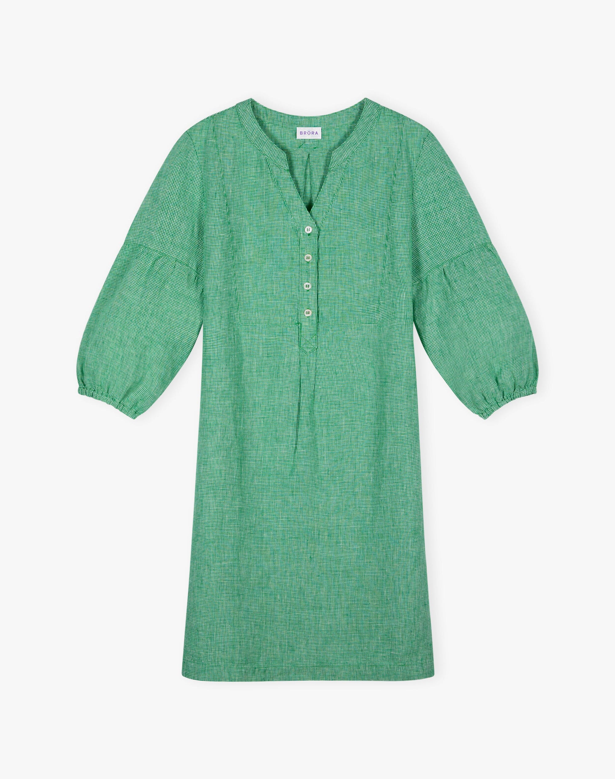 Fine Houndstooth Linen Tunic Dress
