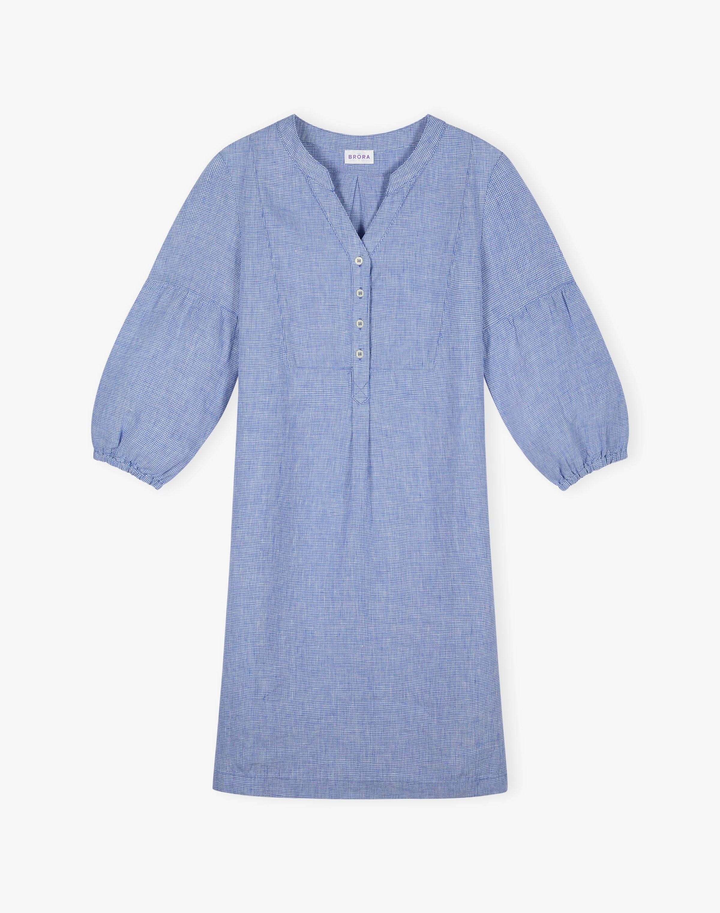 Fine Houndstooth Linen Tunic Dress
