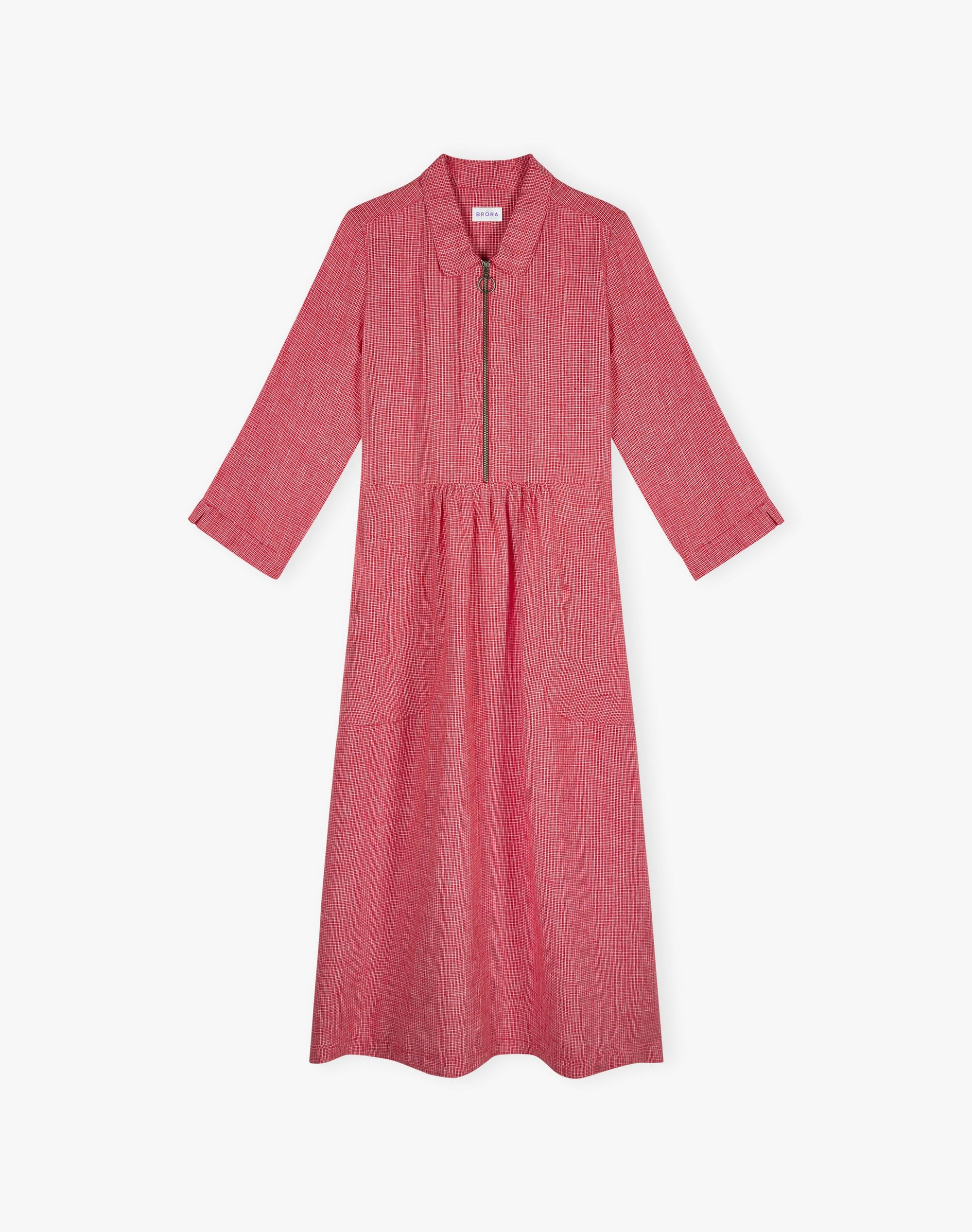 Graphic Check Linen Zip Dress