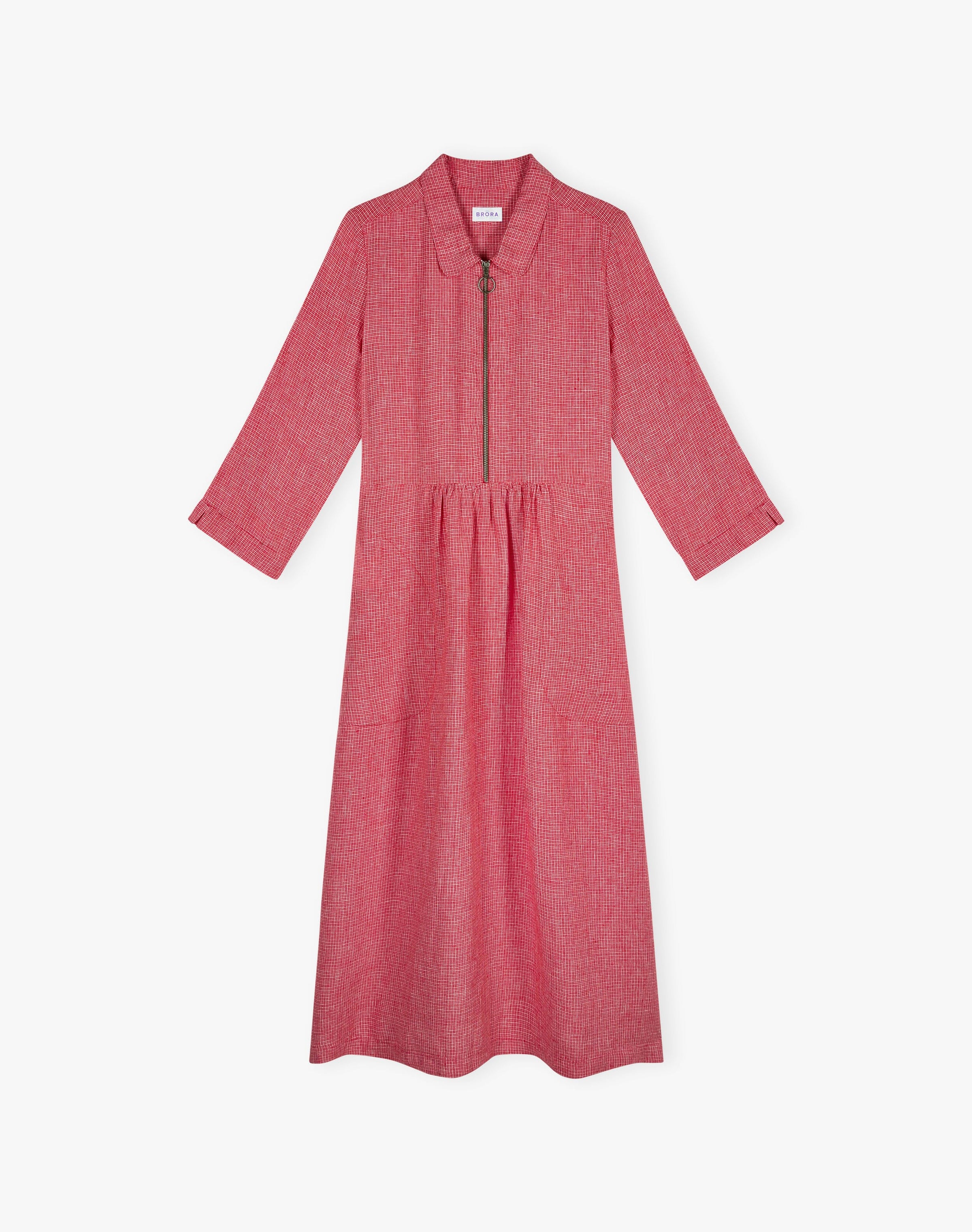 Graphic Check Linen Zip Dress