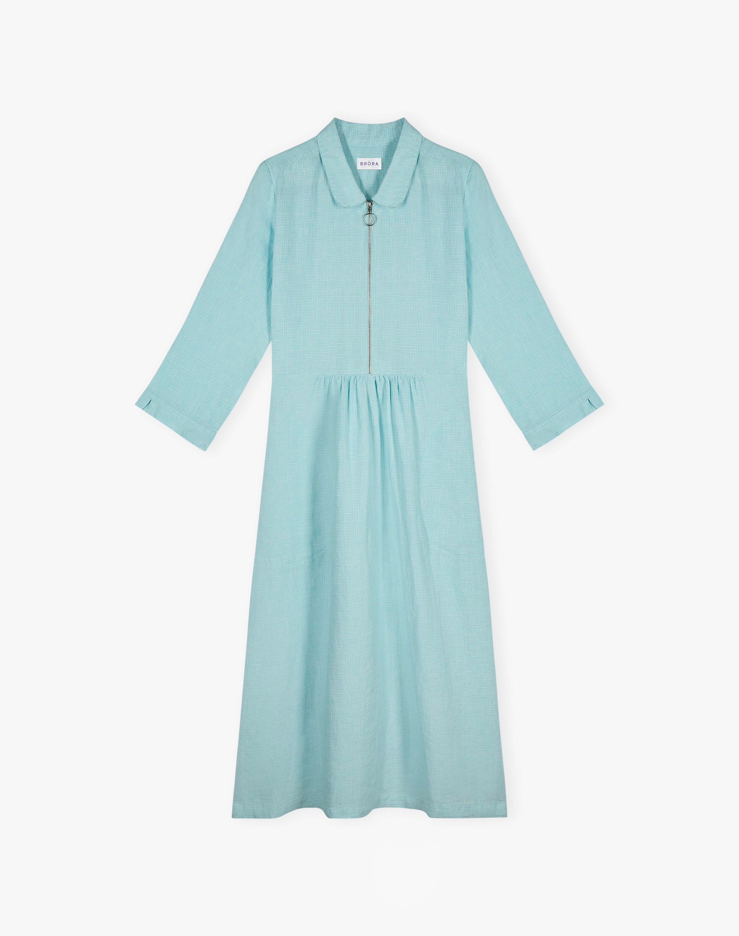 Graphic Check Linen Zip Dress