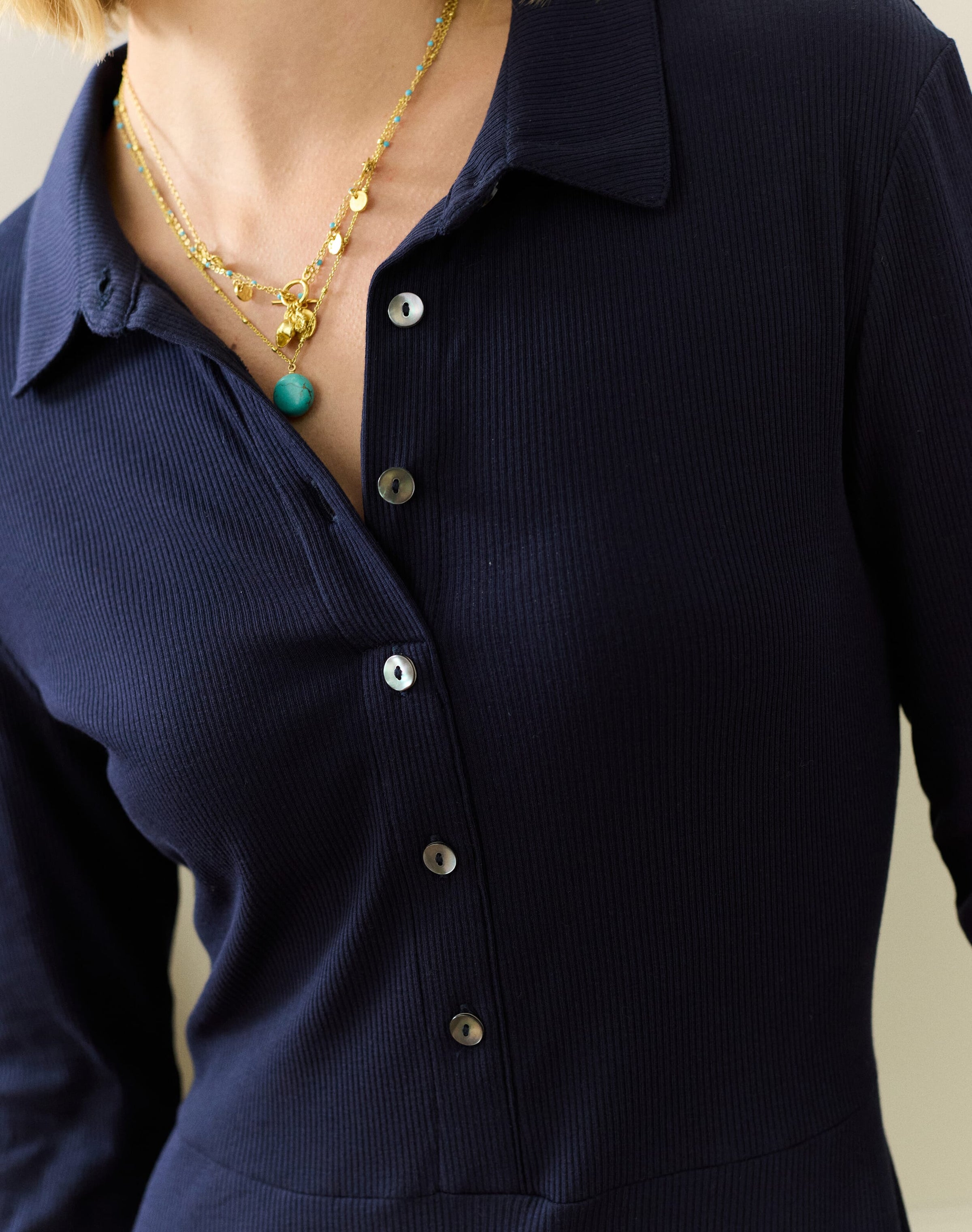 Organic Cotton Ribbed Jersey Shirt Dress