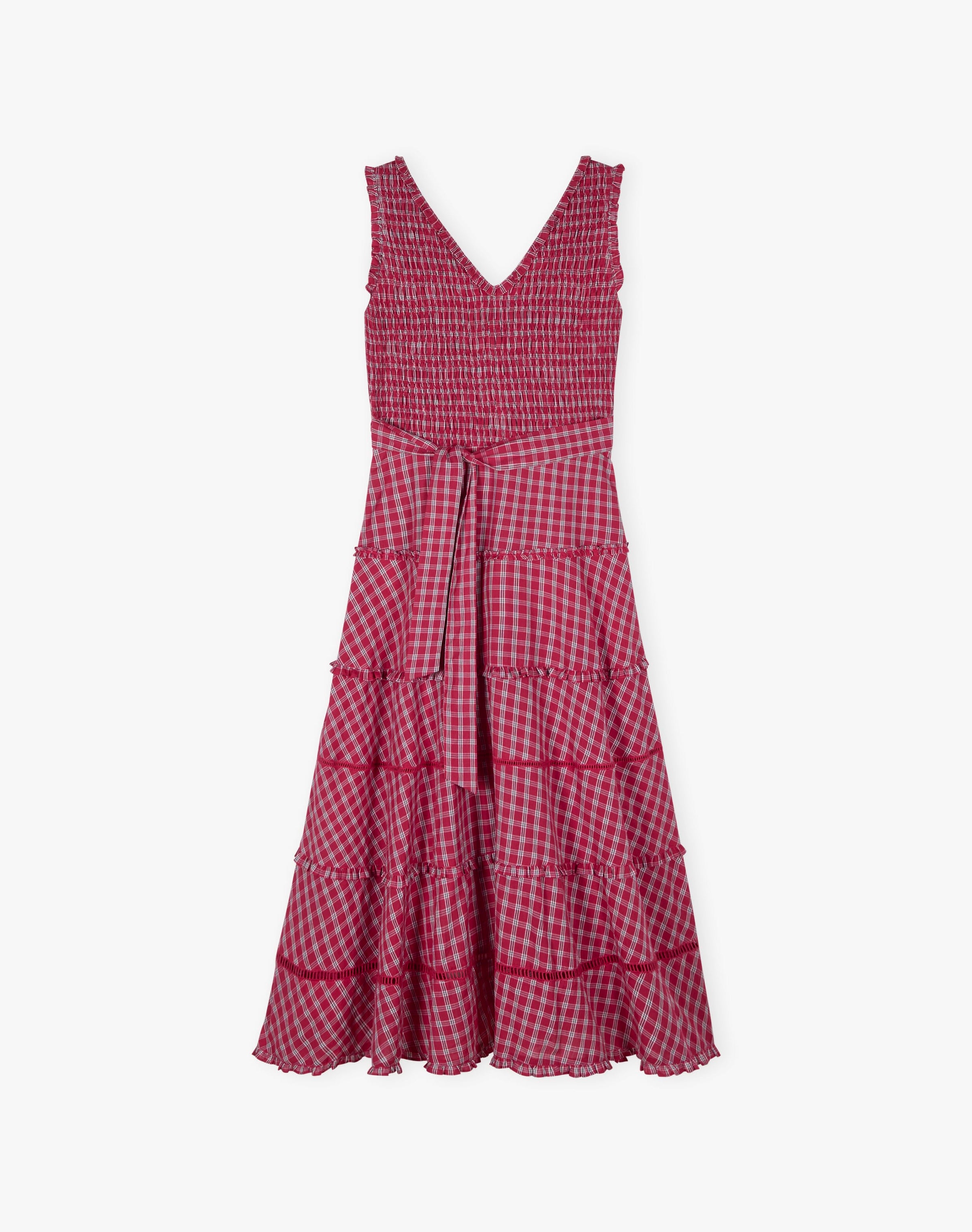 Cotton Check Shirred Sundress