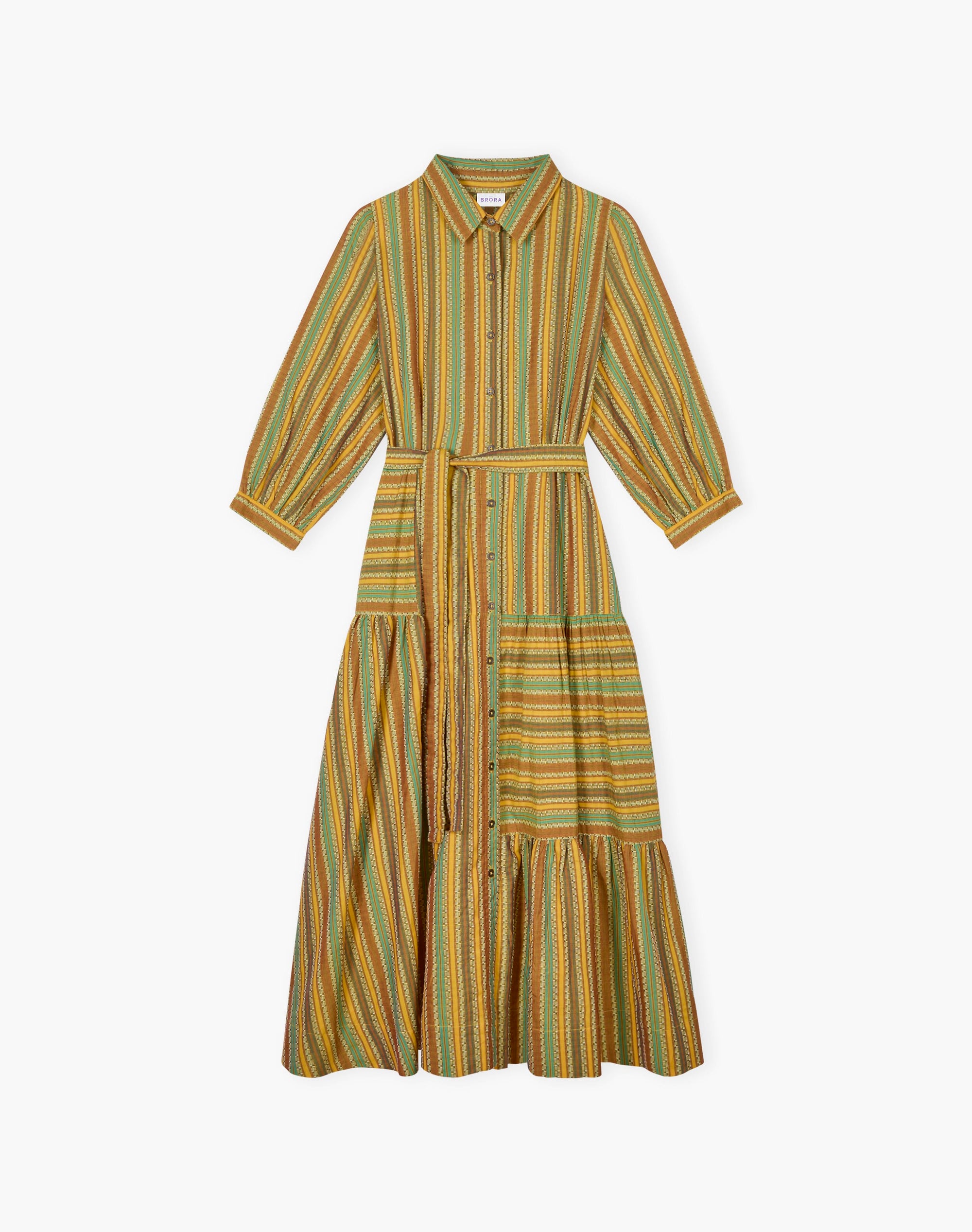 Cotton Textured Stripe Shirt Dress