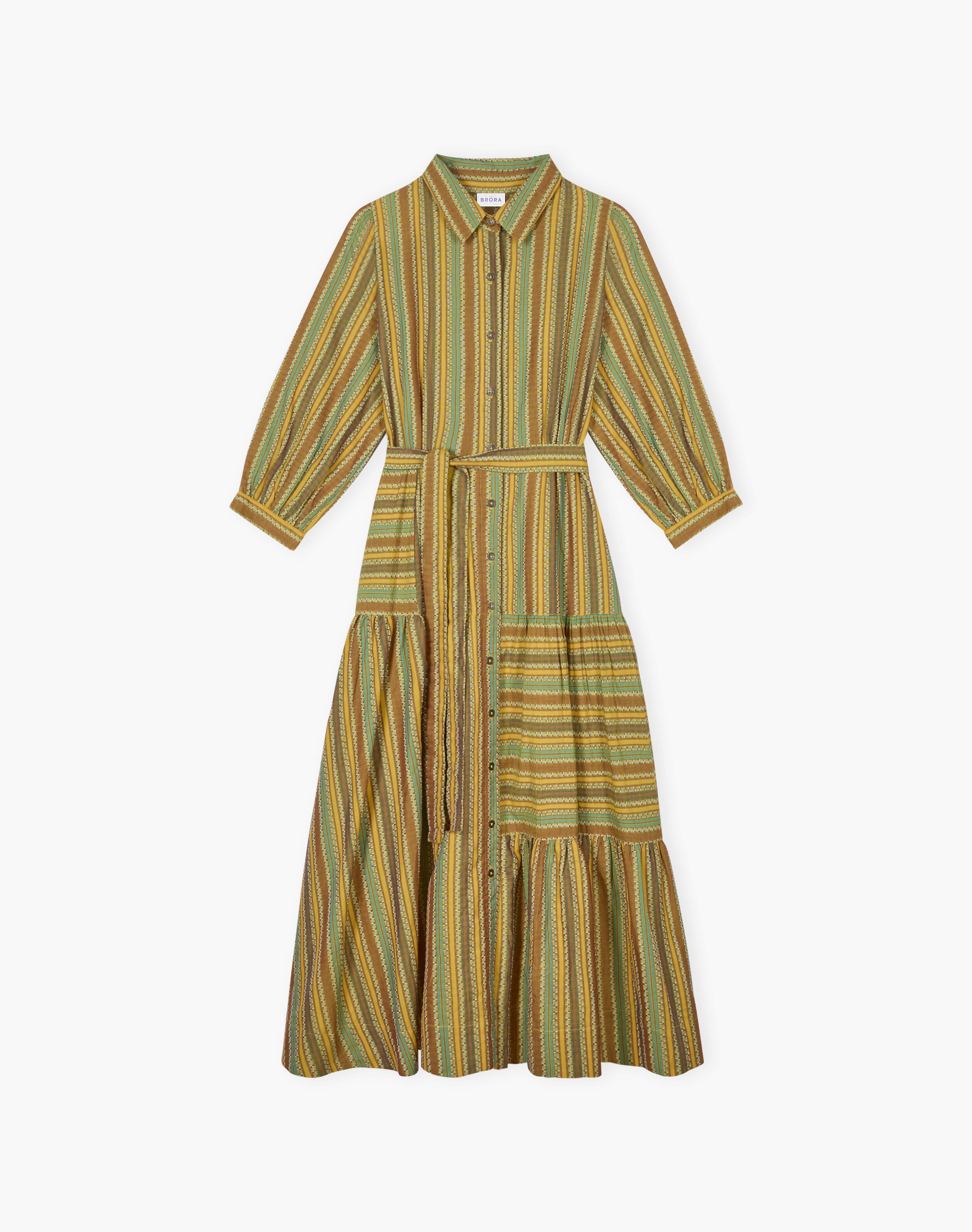 Cotton Textured Stripe Shirt Dress