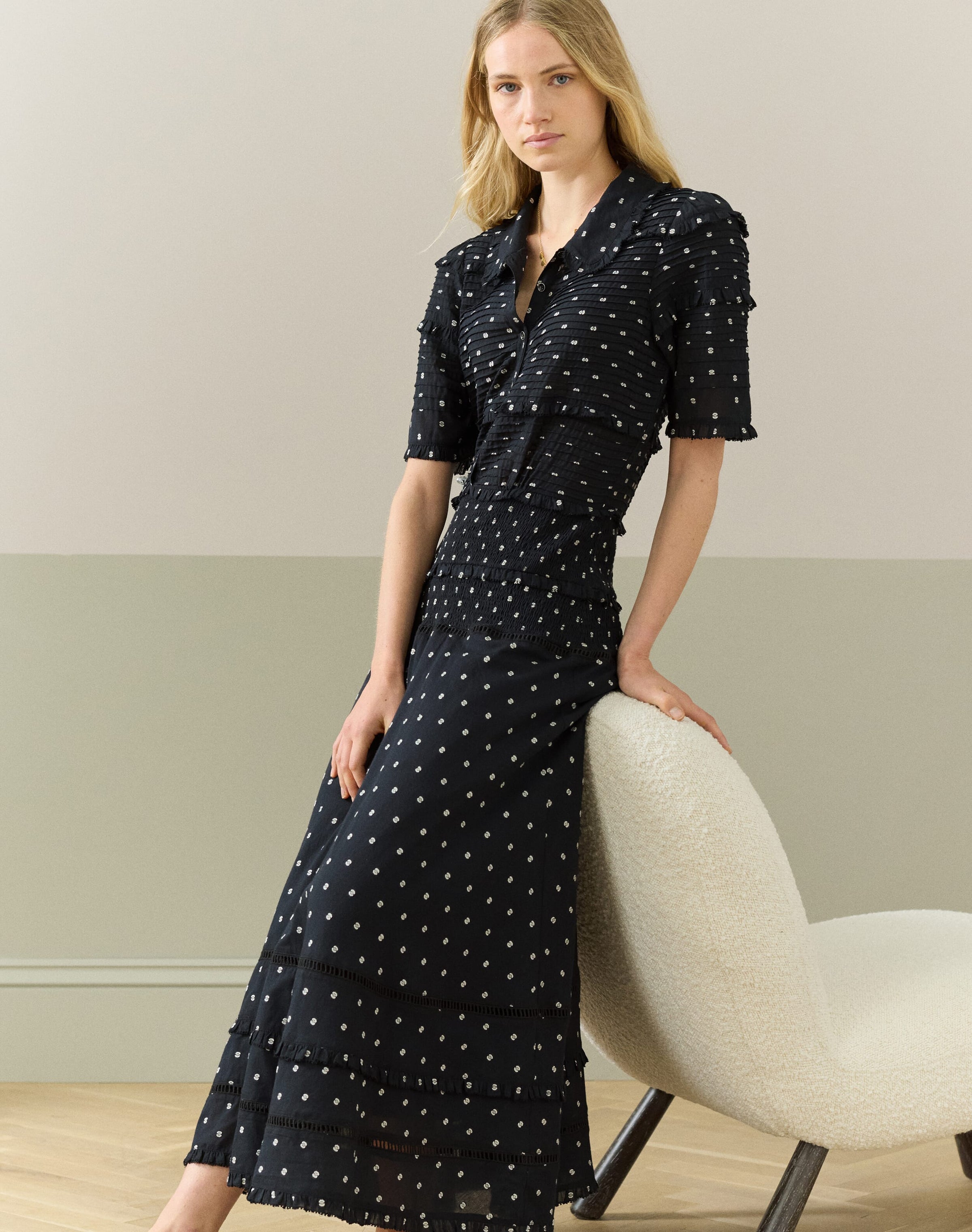 Cotton Dobby Shirt Dress