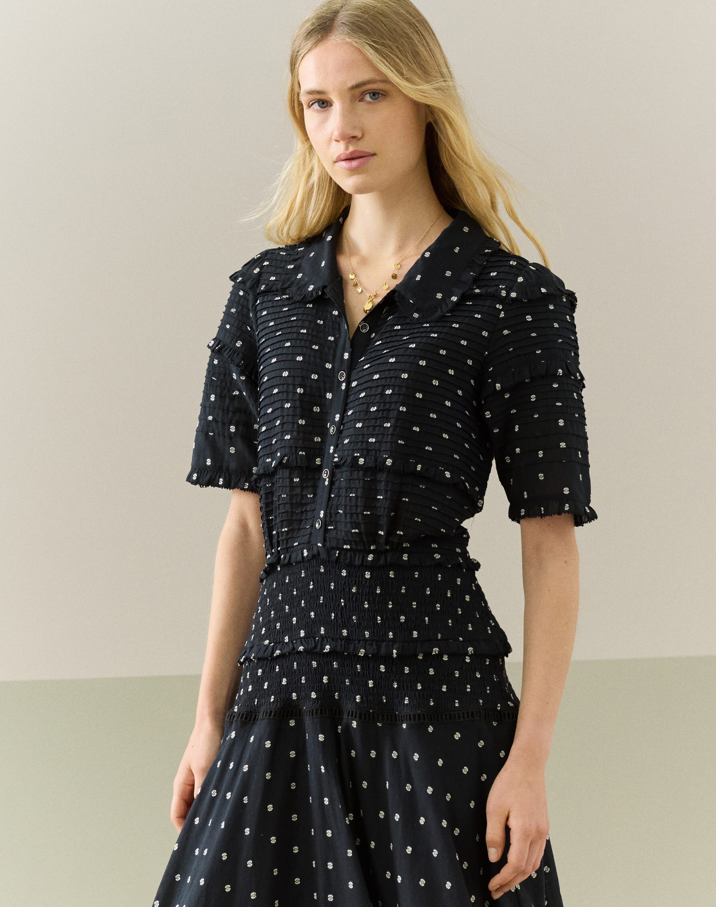 Cotton Dobby Shirt Dress