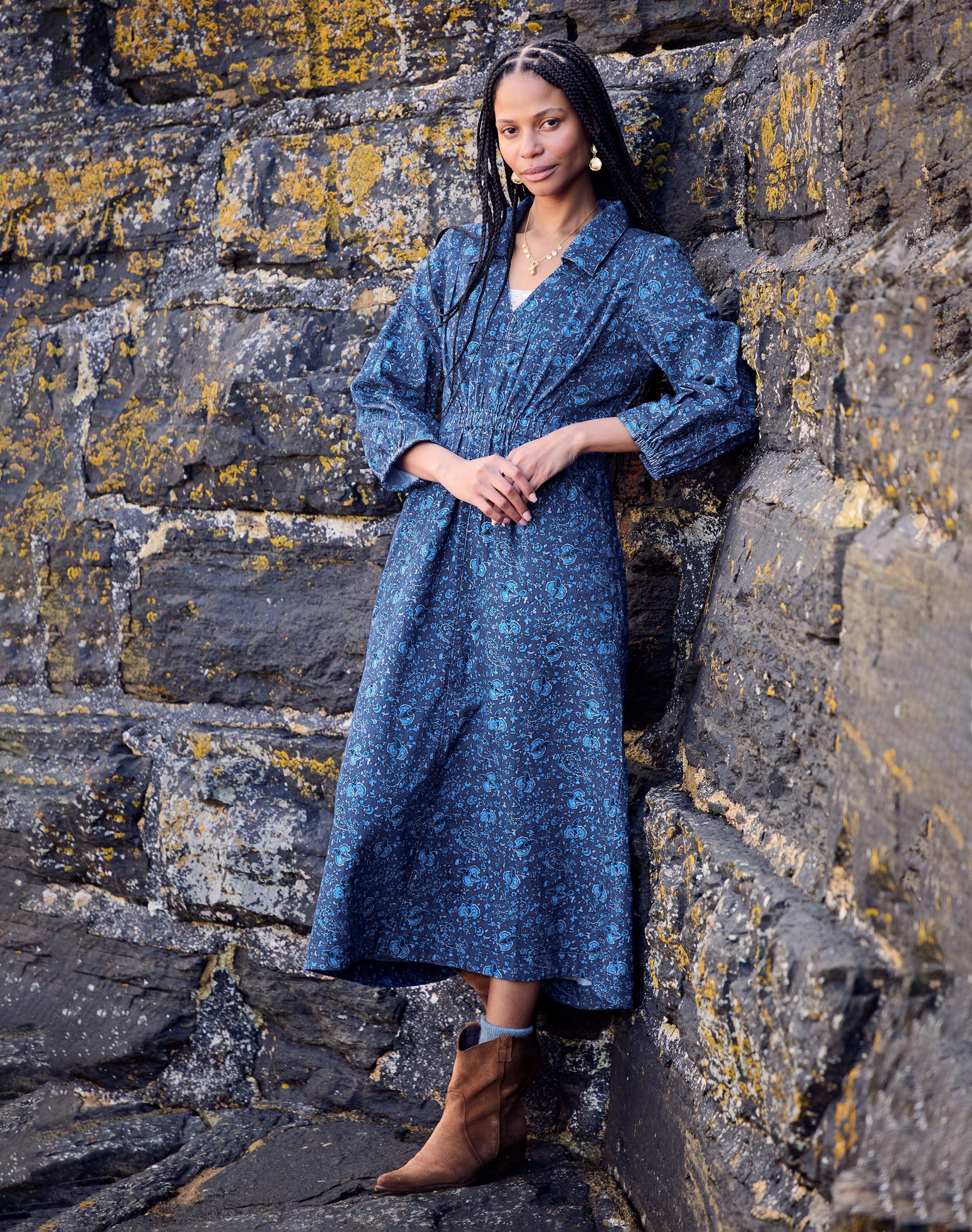 Needlecord Print Dress