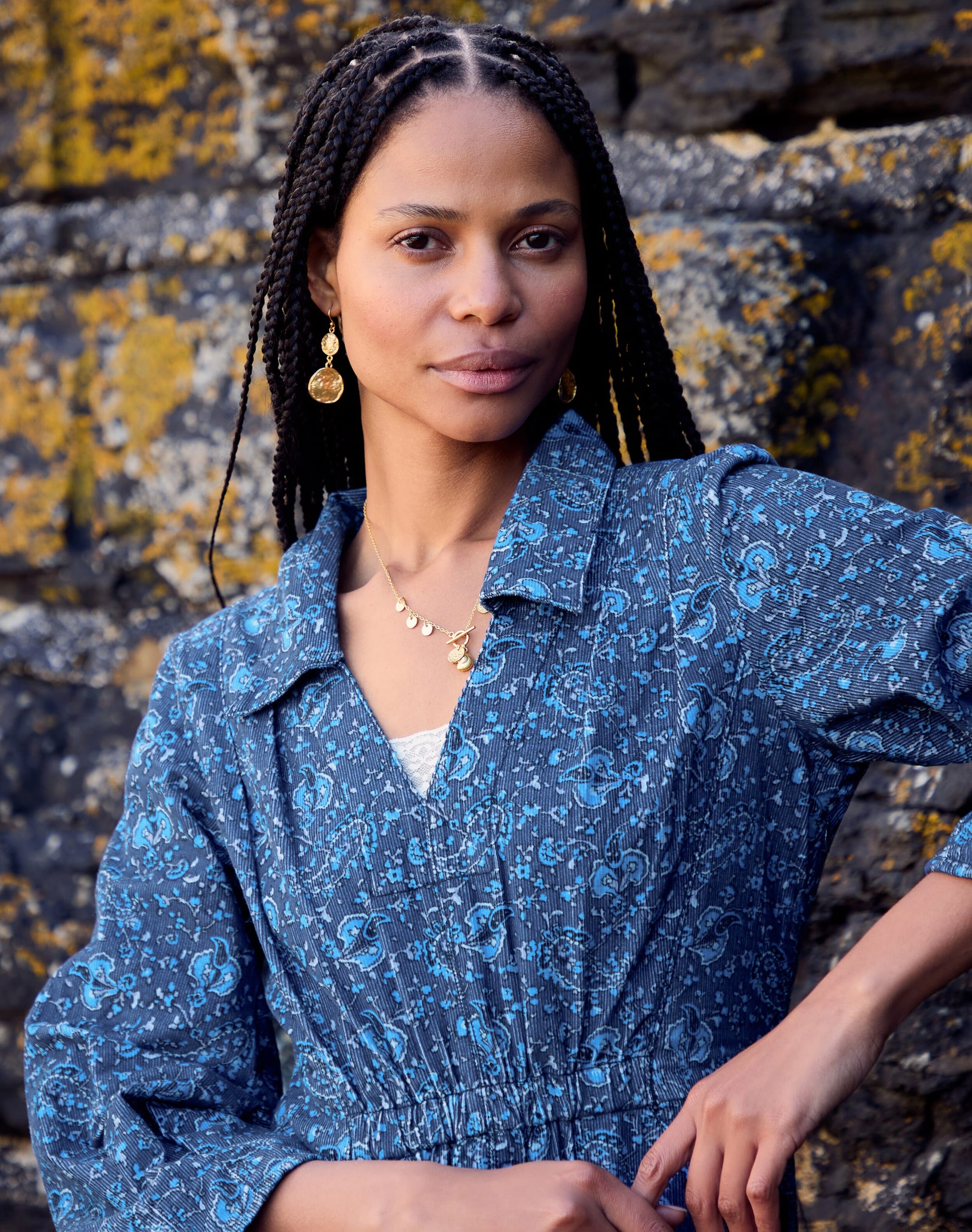 Needlecord Print Dress