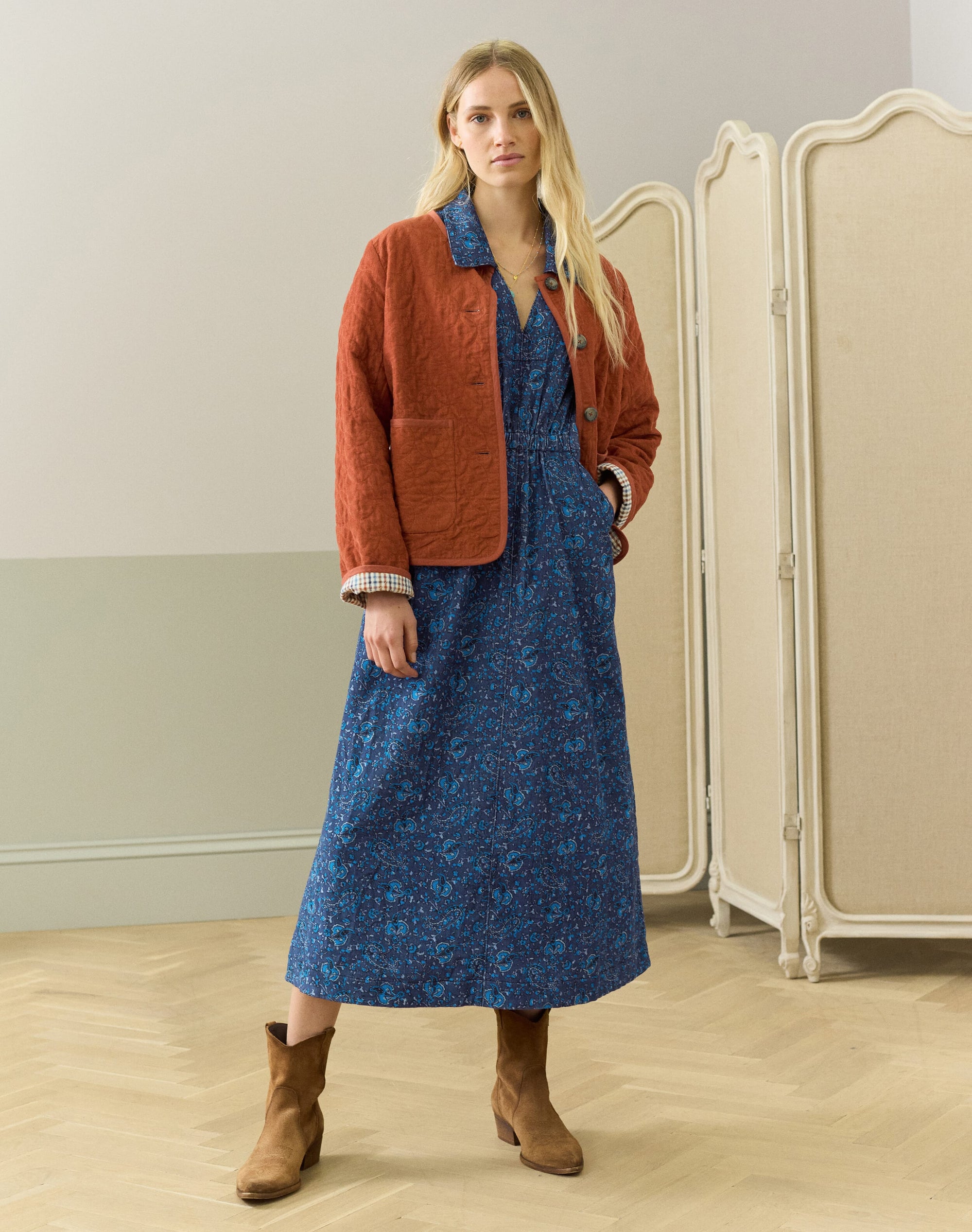 Needlecord Print Dress