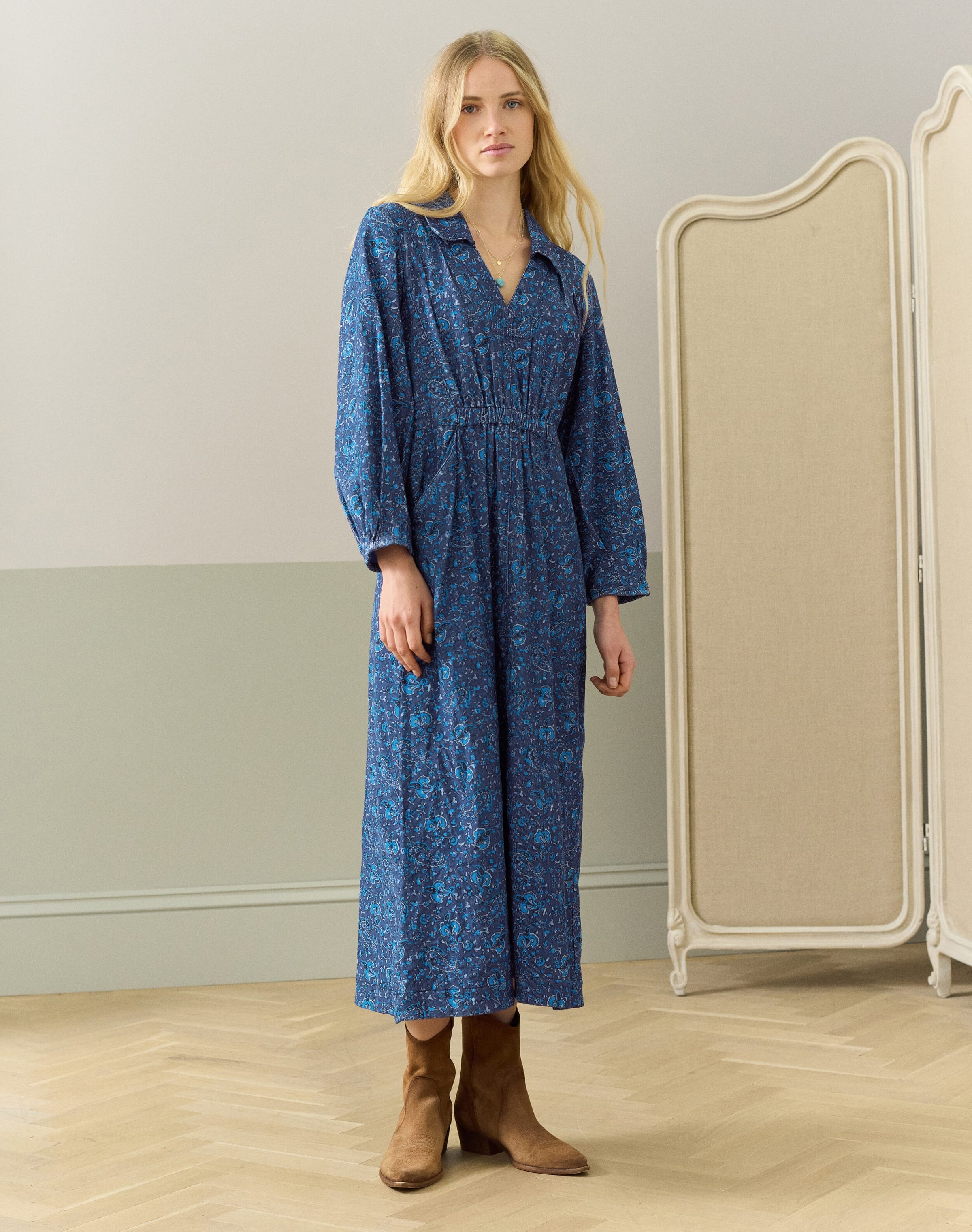 Needlecord Print Dress