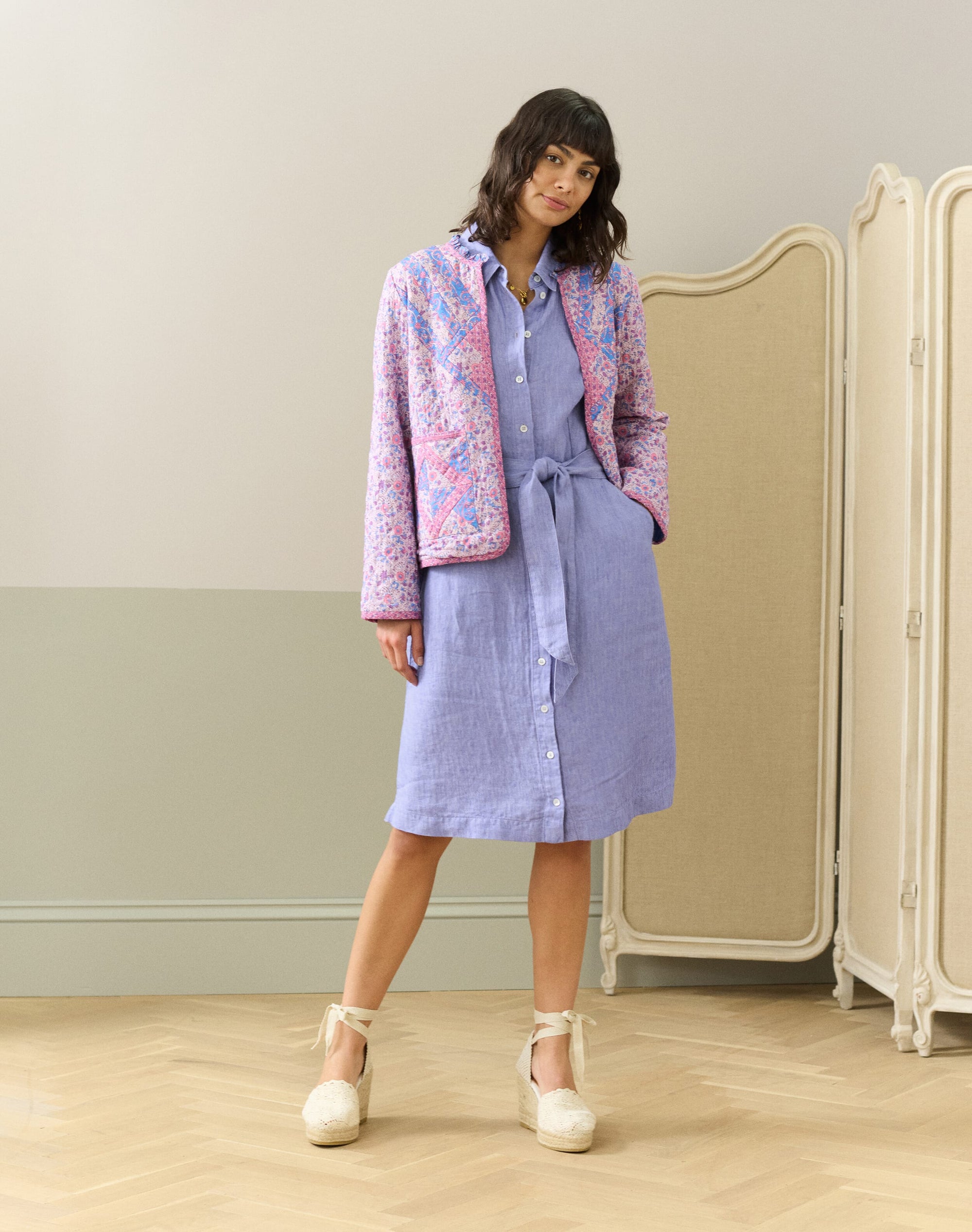 Herringbone Linen Shirt Dress