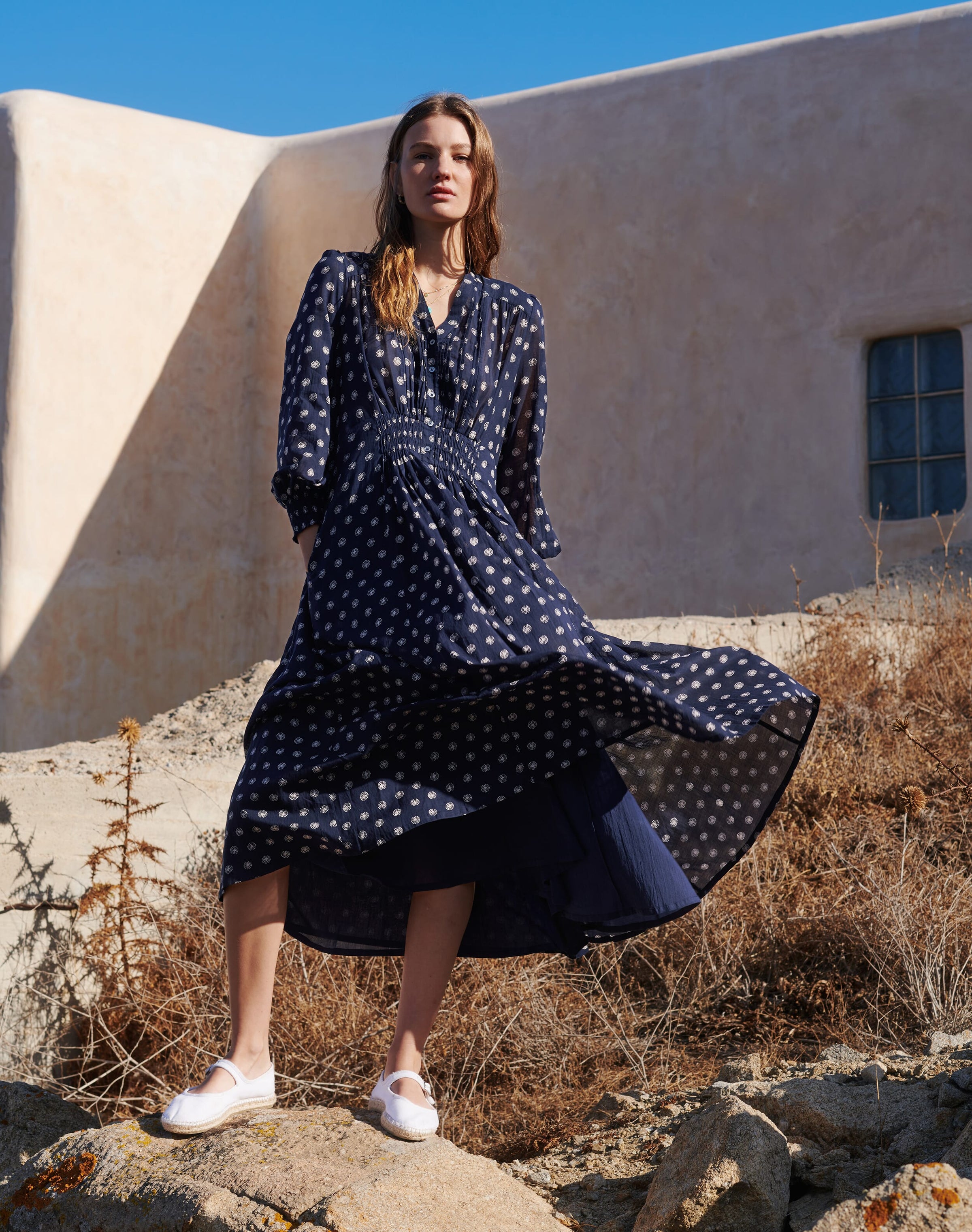 Organic Cotton Pintuck Dress