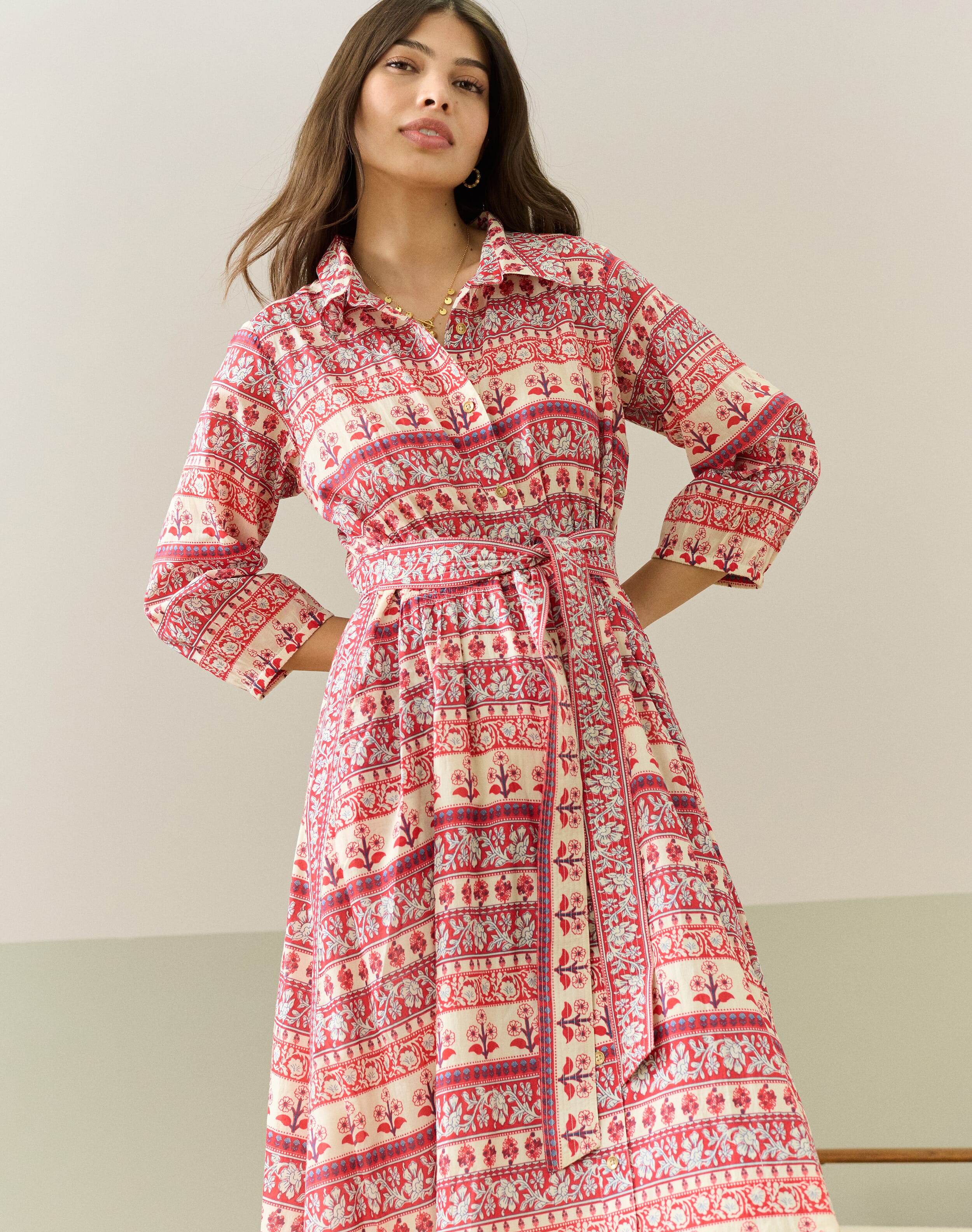 Organic Cotton Folk Stripe Shirt Dress
