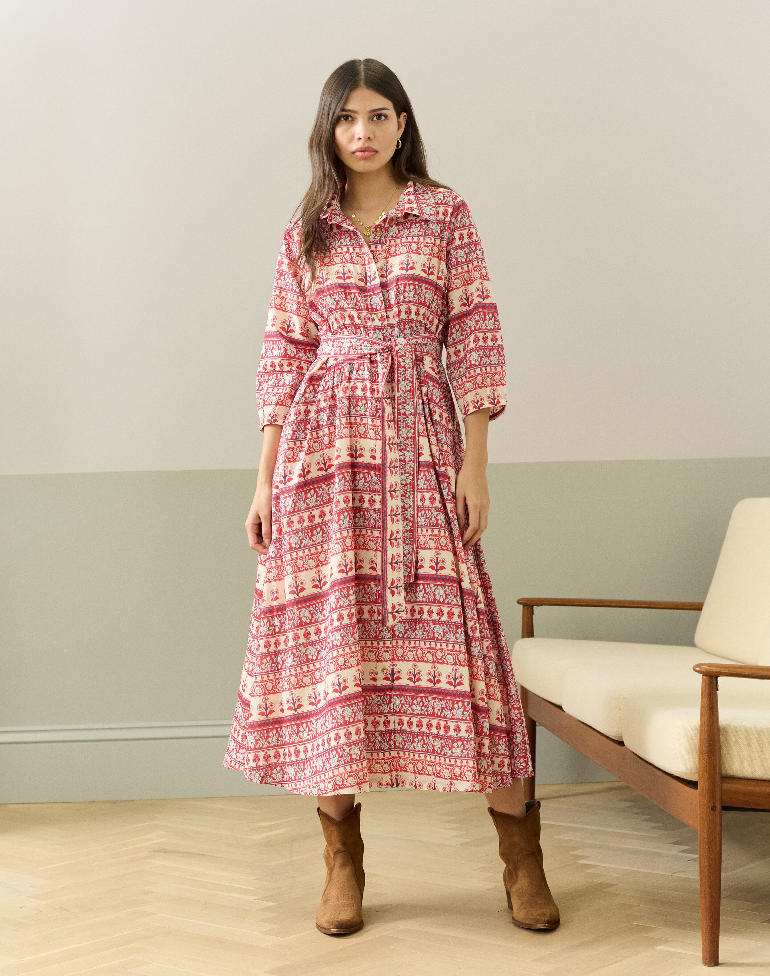 Organic Cotton Folk Stripe Shirt Dress