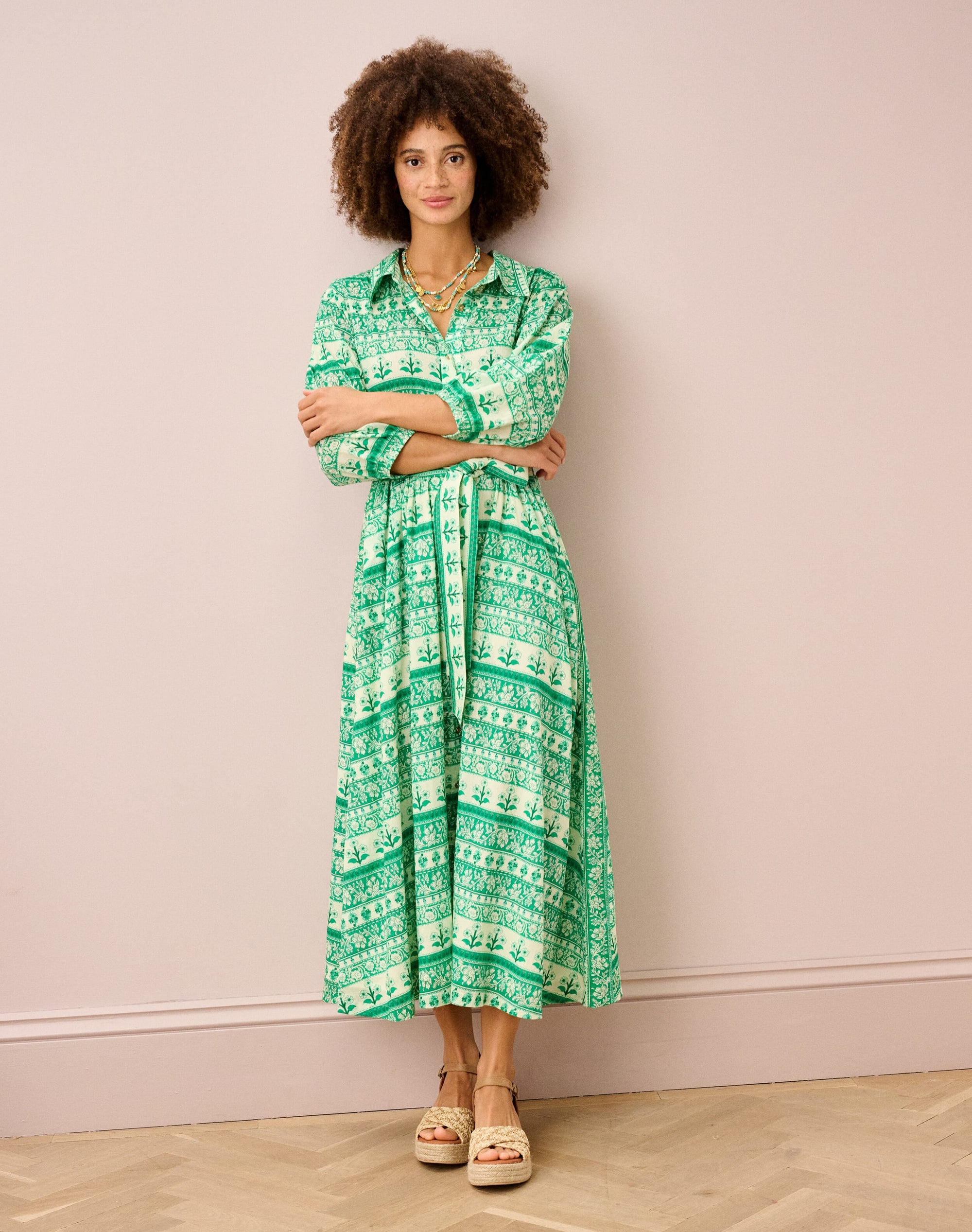 Organic Cotton Folk Stripe Shirt Dress