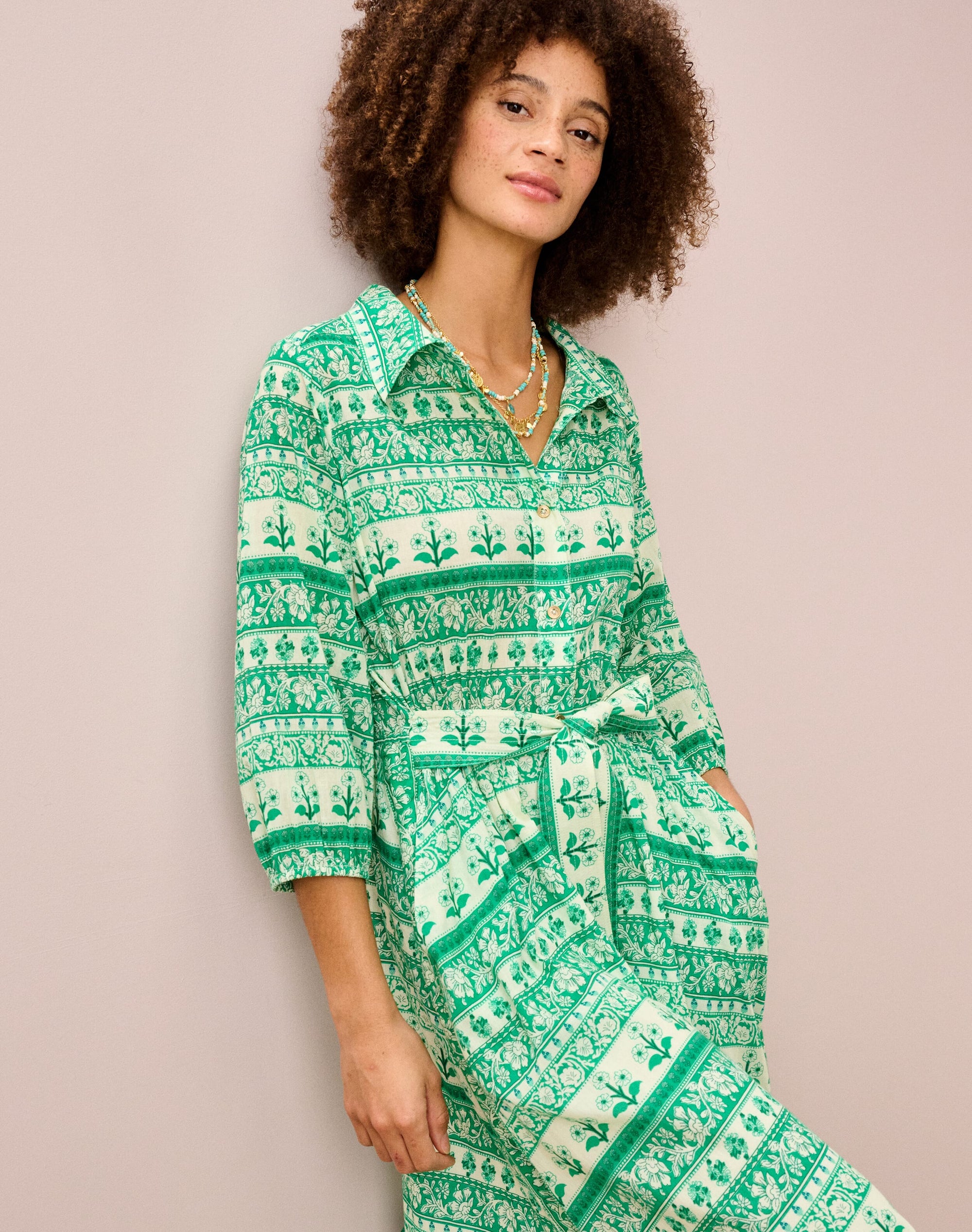 Organic Cotton Folk Stripe Shirt Dress