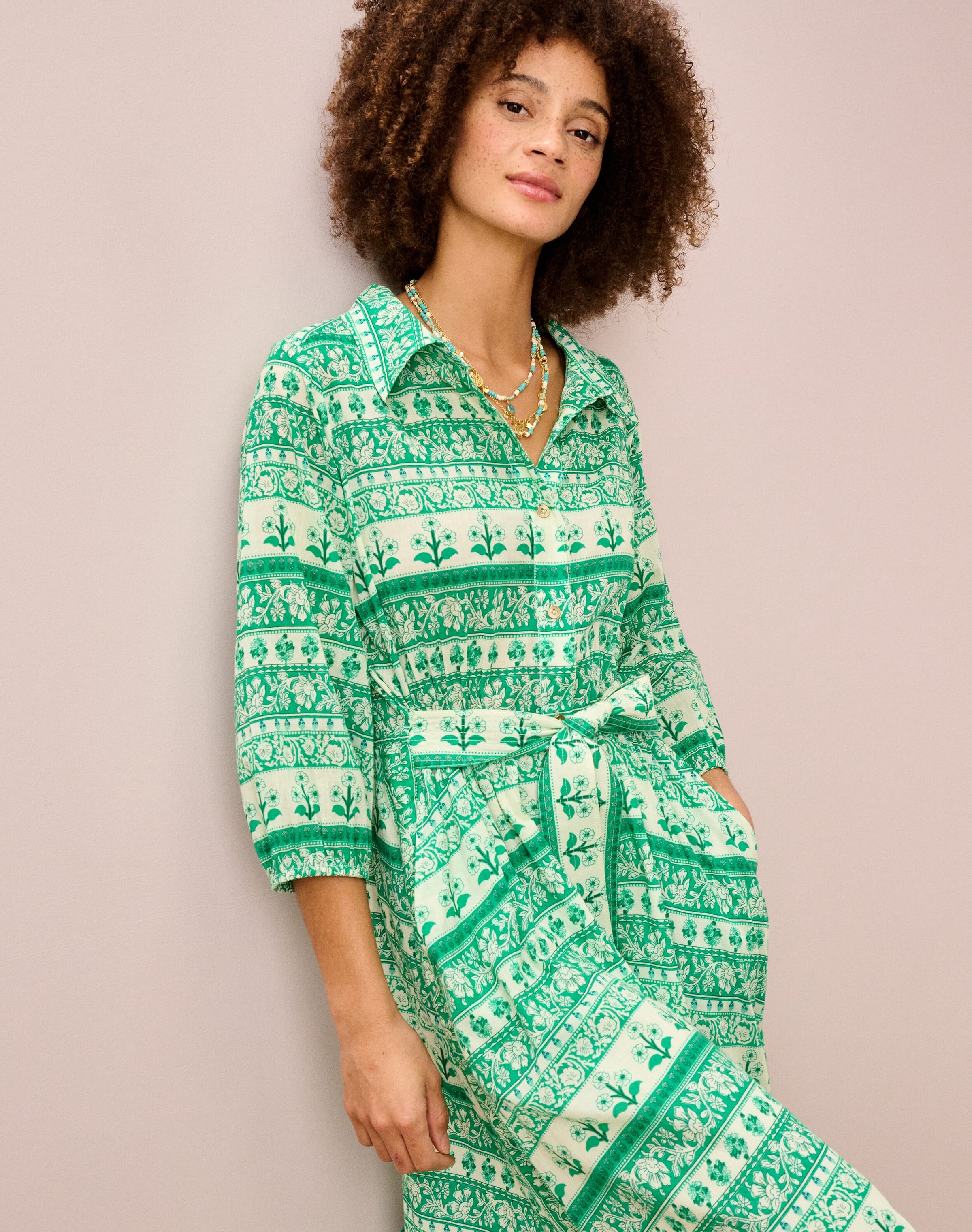 Organic Cotton Folk Stripe Shirt Dress