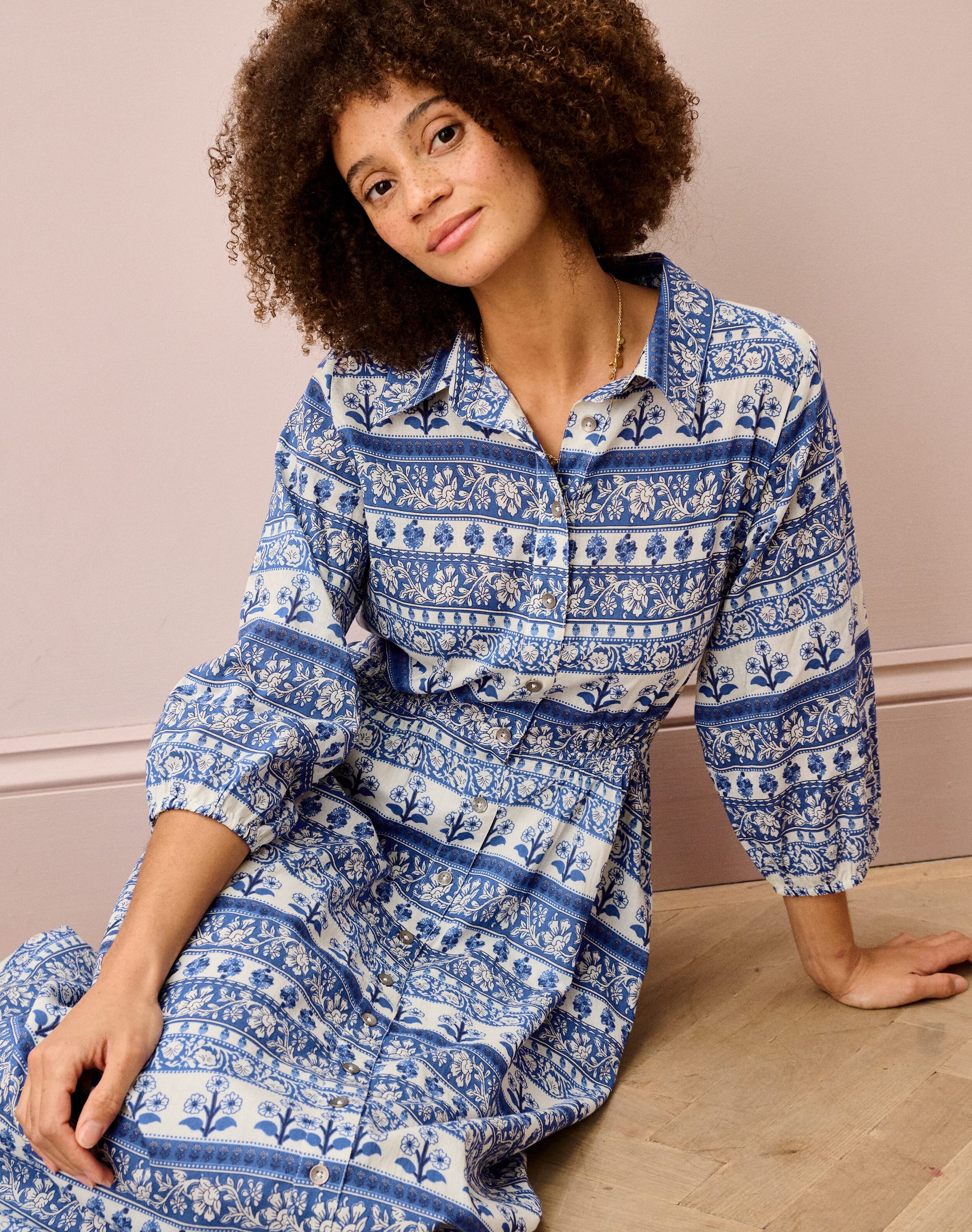 Organic Cotton Folk Stripe Shirt Dress