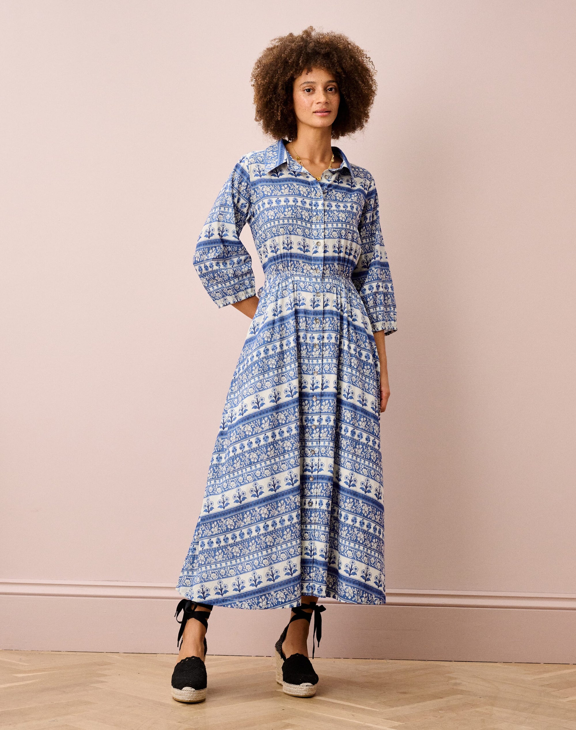 Organic Cotton Folk Stripe Shirt Dress