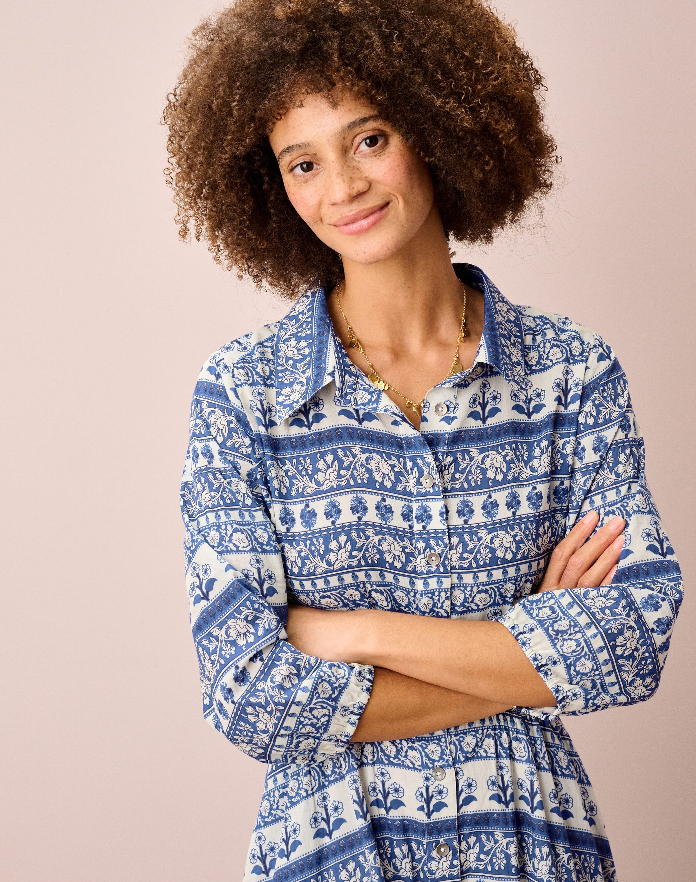 Organic Cotton Folk Stripe Shirt Dress