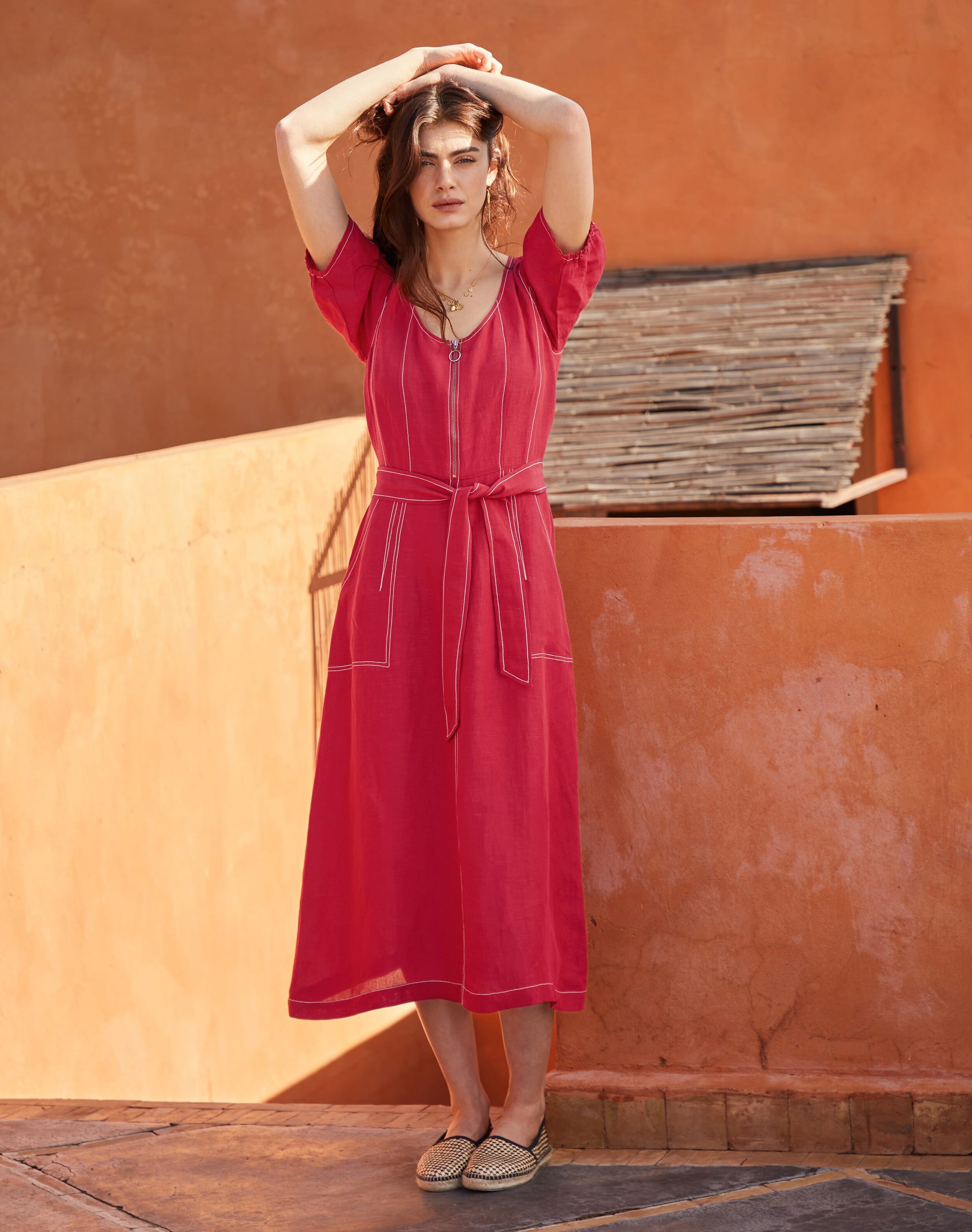 Top Stitch Utility Shirt Dress