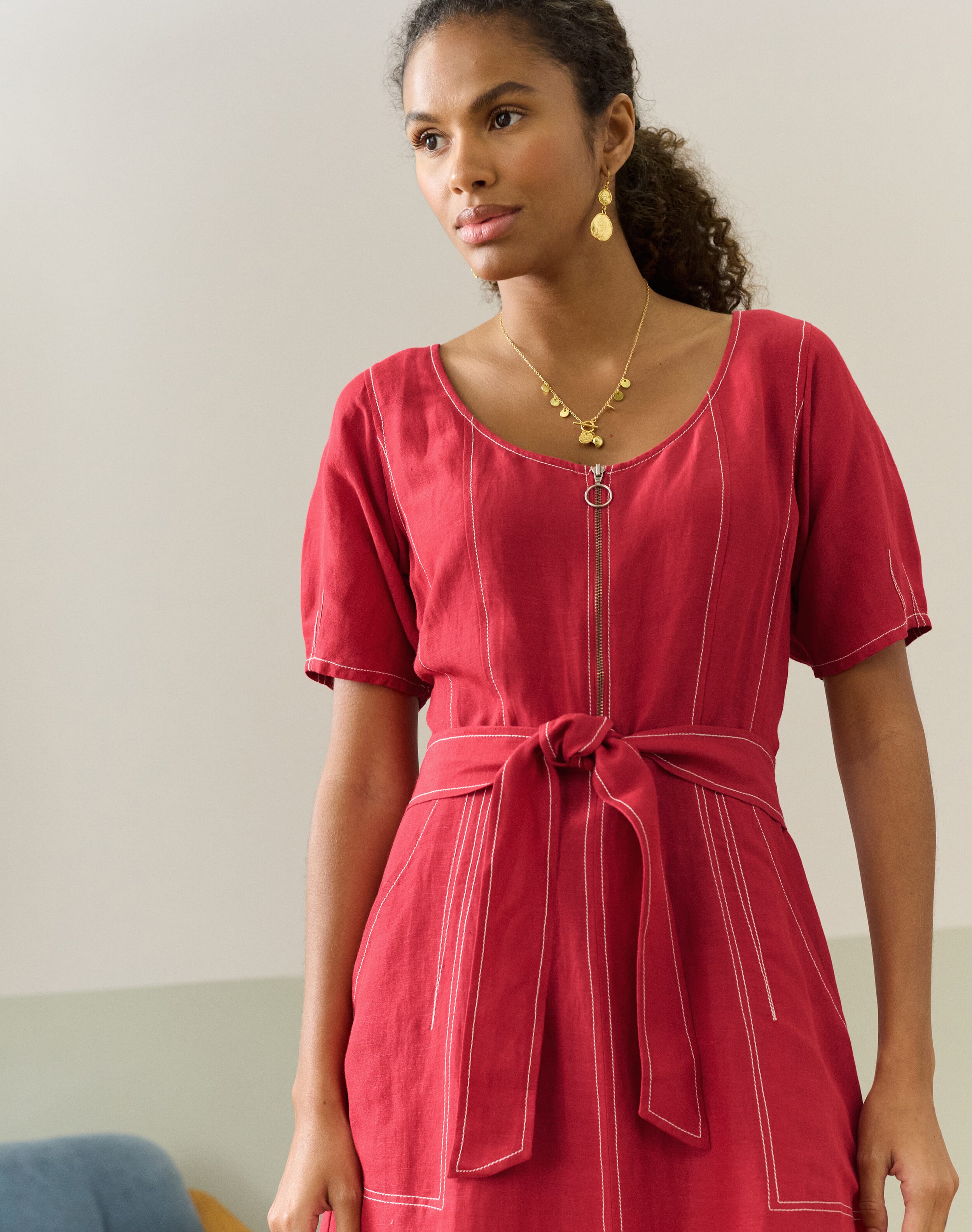 Top Stitch Utility Shirt Dress