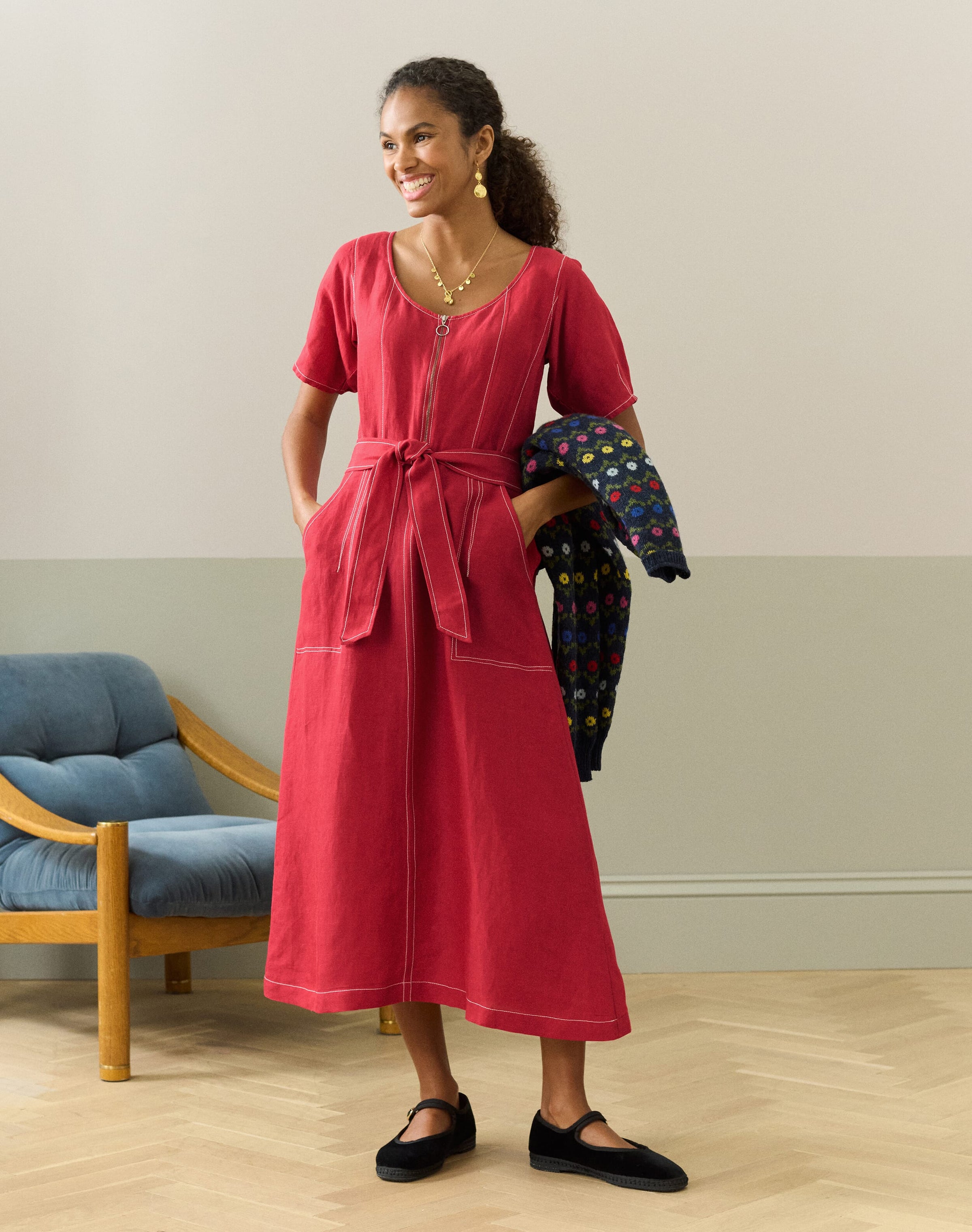Top Stitch Utility Shirt Dress