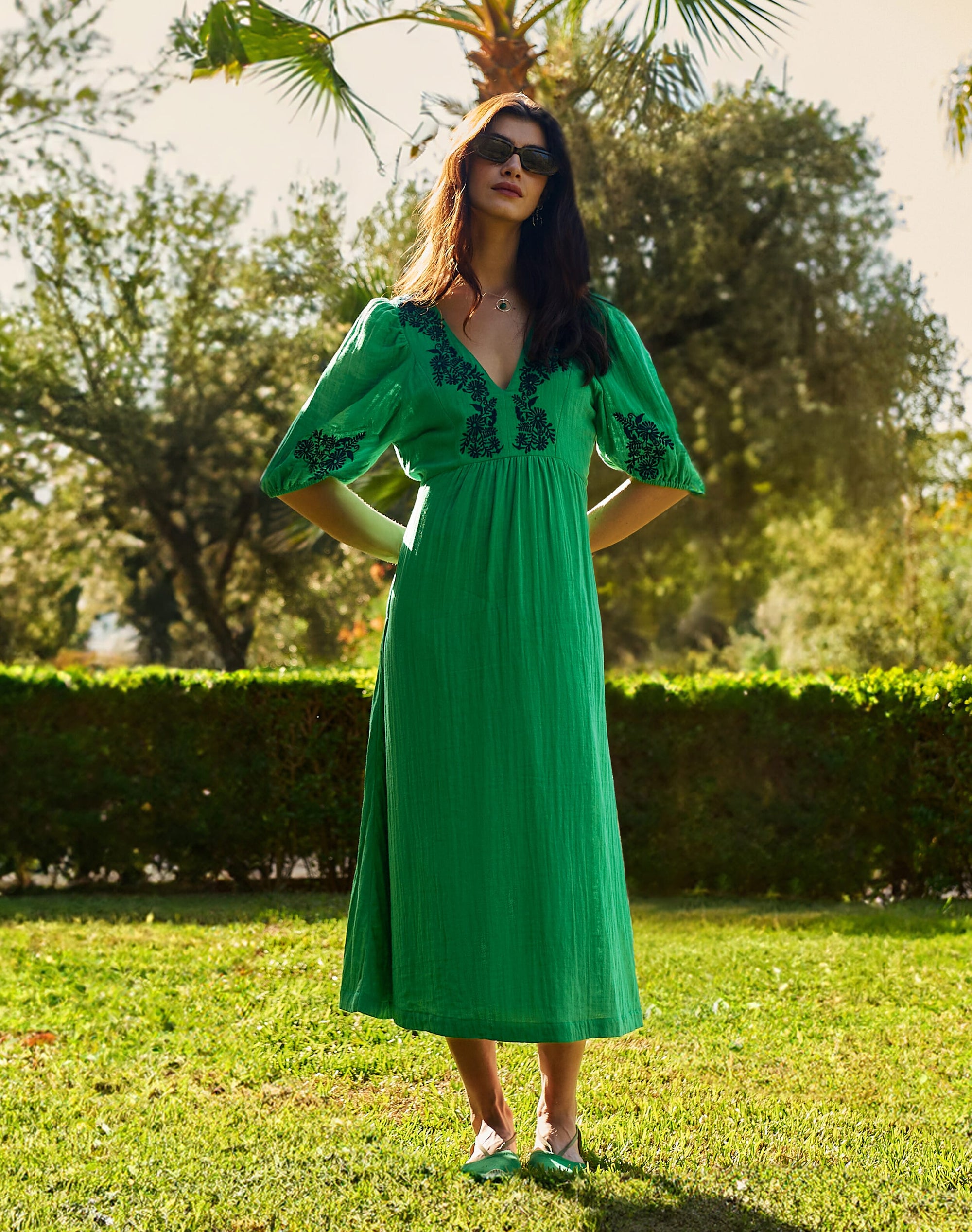 Cheesecloth Embroidered Dress